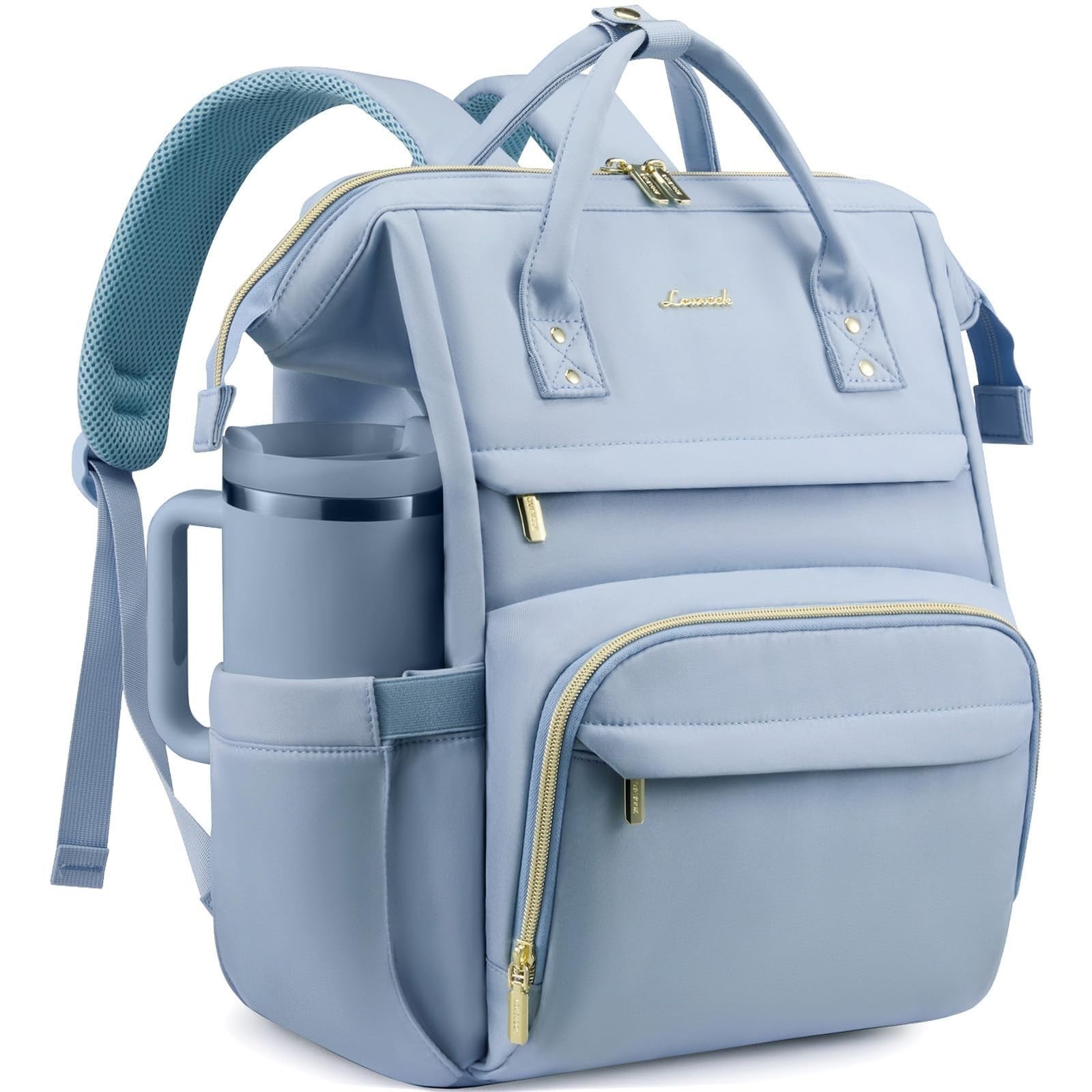 Spacious Waterproof Laptop Backpack with Tumbler Holder, 17" Travel Bag for Work1
