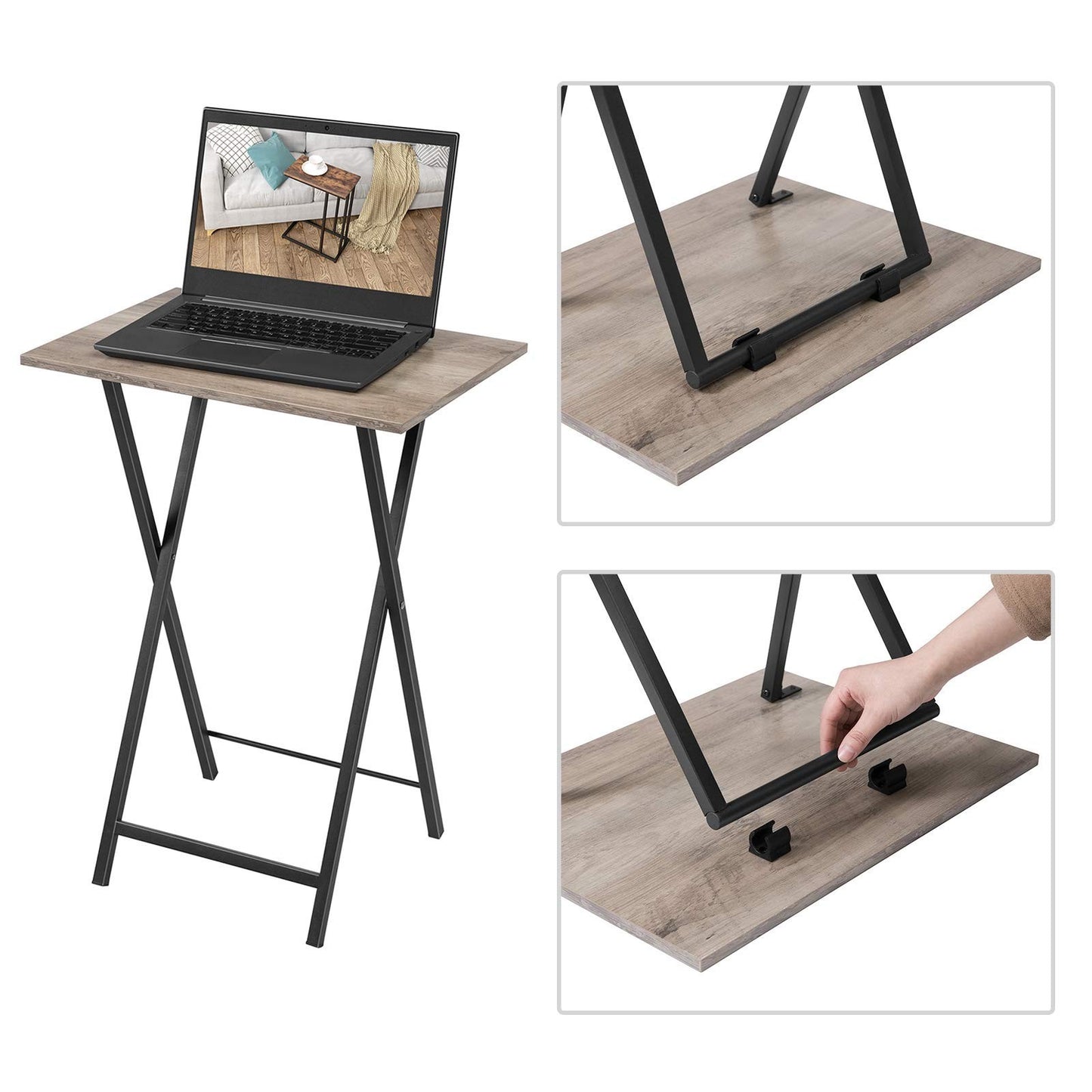 Folding TV Tray Tables Set of 2 - Industrial Snack Tables for Small Spaces, Easy5