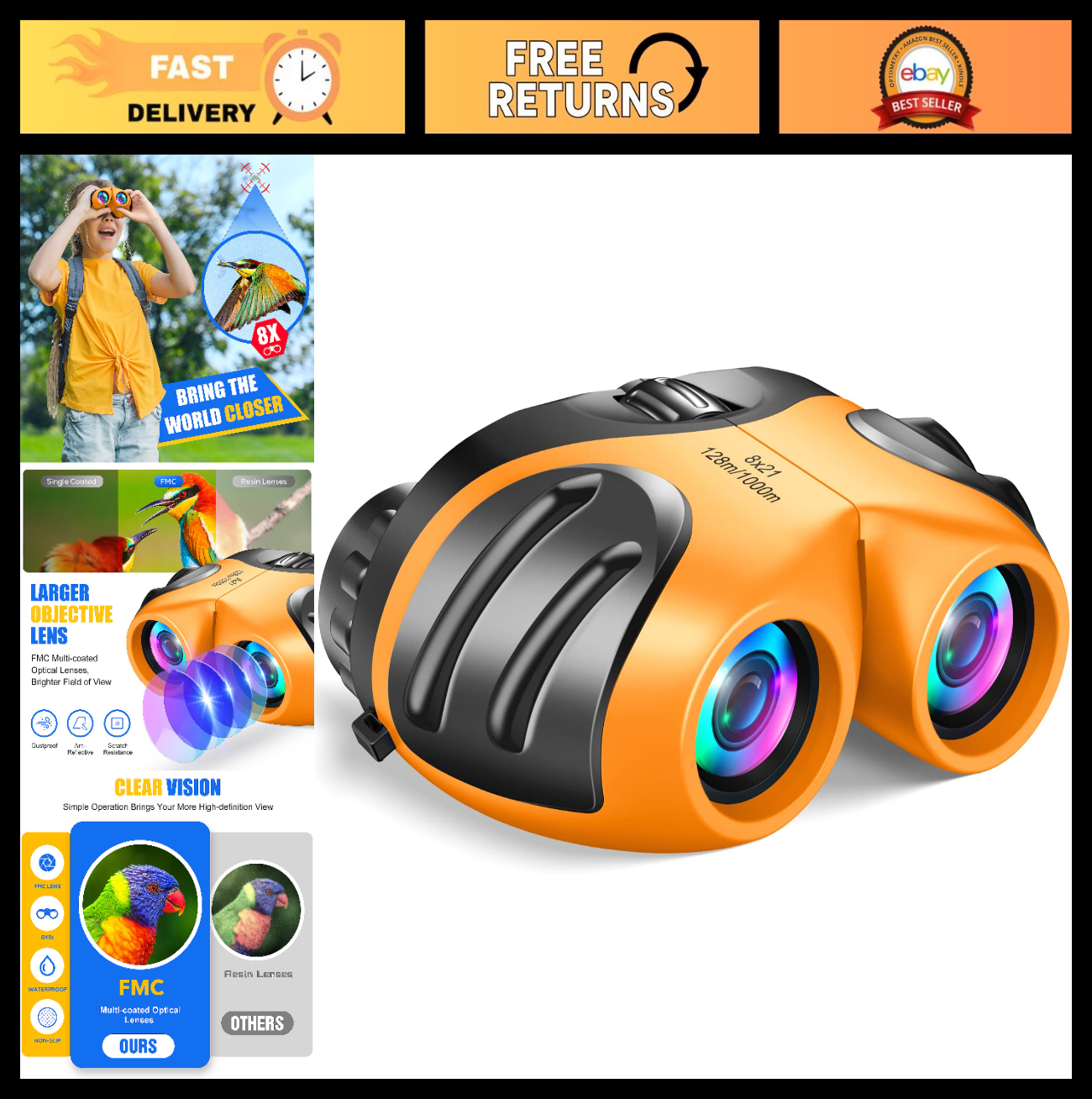 Compact High Resolution Shockproof Binoculars for Kids   Outdoor Adventure Gear0