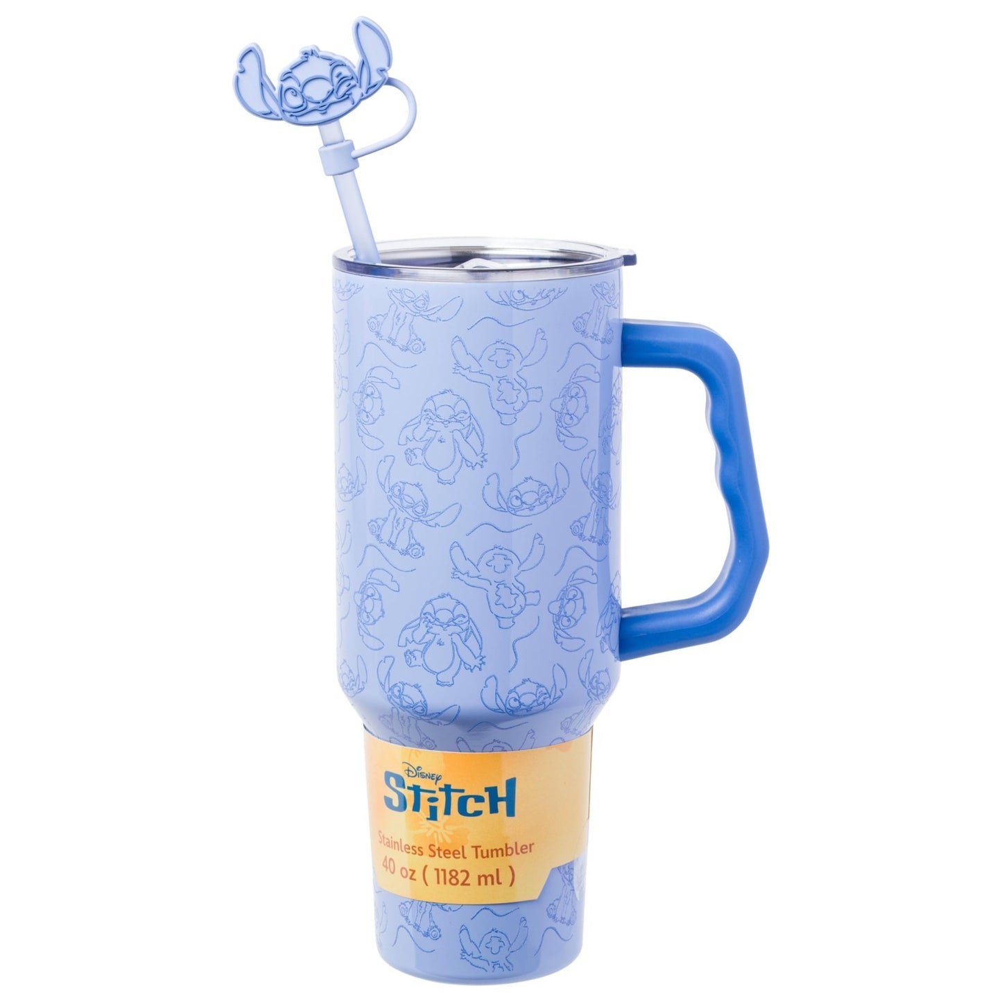 40oz Double Walled Stainless Steel Tumbler with Handle & Straw   Lilo & Stitch D1