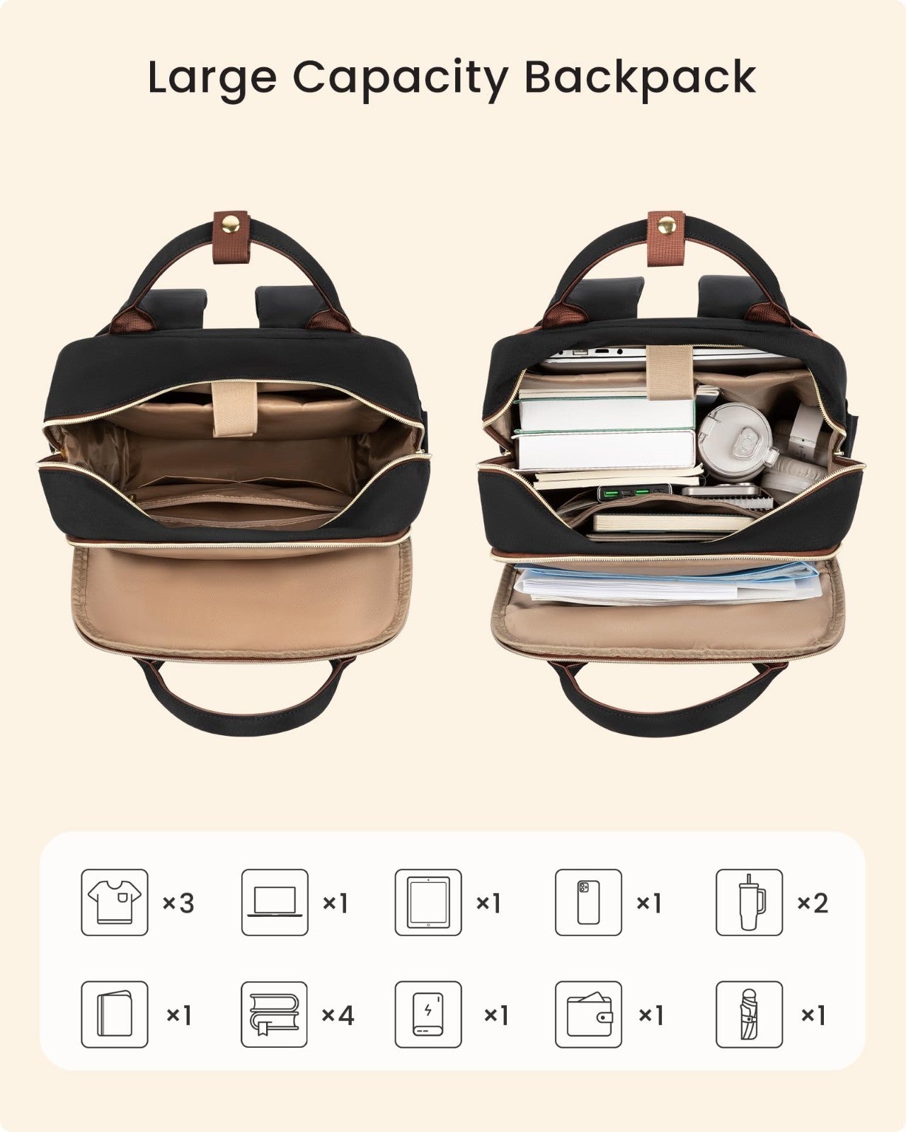 Stylish Laptop Backpack for Women, 15.6" Travel Work Bag with Tumbler Holder, Wa4