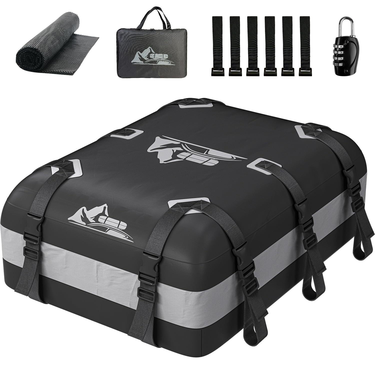 Rooftop Cargo Carrier Bag 15-20 Cu Ft Waterproof Storage for Cars SUV Travel1