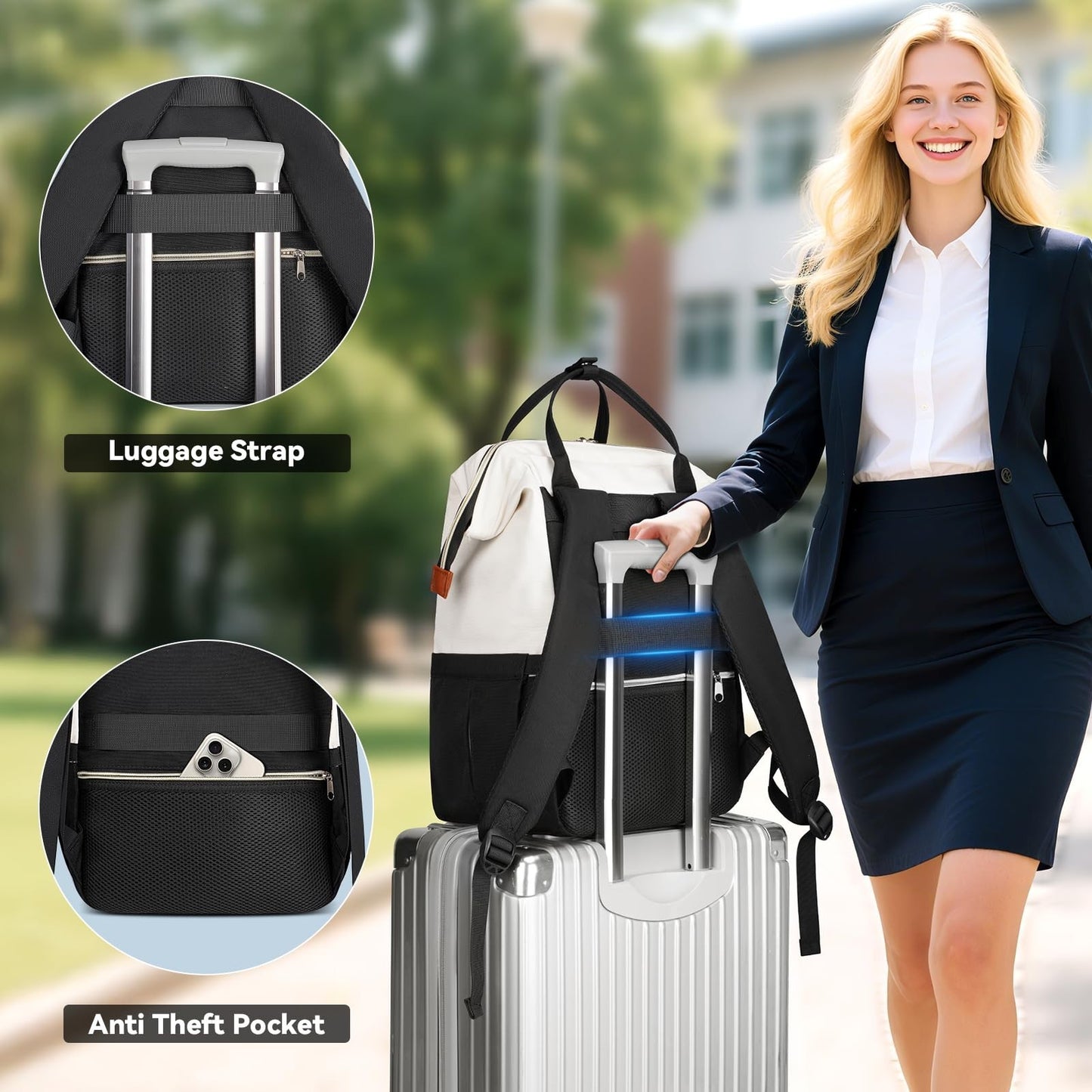 15.6" Laptop Backpack with Insulated Lunch Box, Work & College Backpack Set6