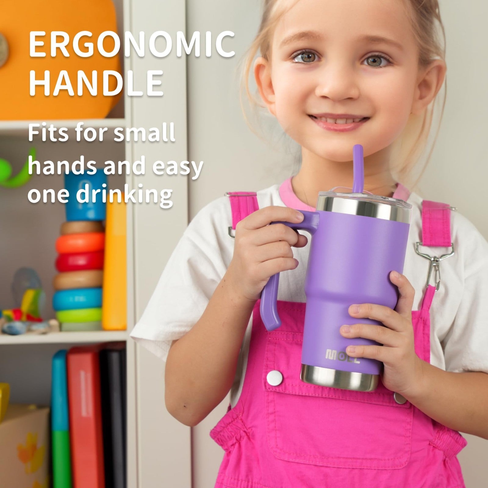 16 oz Insulated Stainless Steel Tumbler with Handle, Double Wall Travel Mug, Lid6