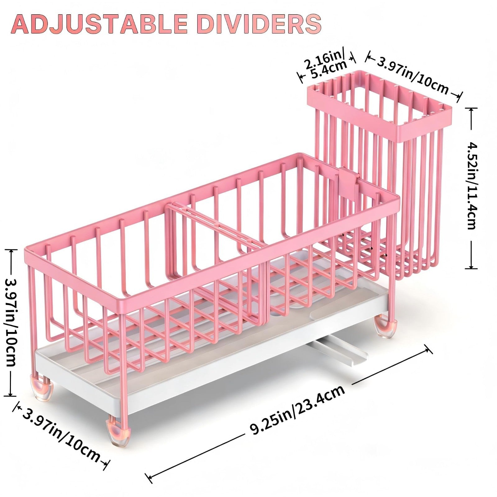 Kitchen Sink Sponge Holder Caddy Organizer, Rustproof Stainless Steel, Pink, 9.22