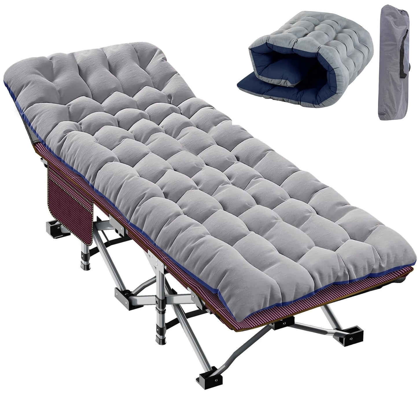 Folding Camping Cot for Adults, 28" Wide, 880 lbs Capacity, Padded with Carry Ba1