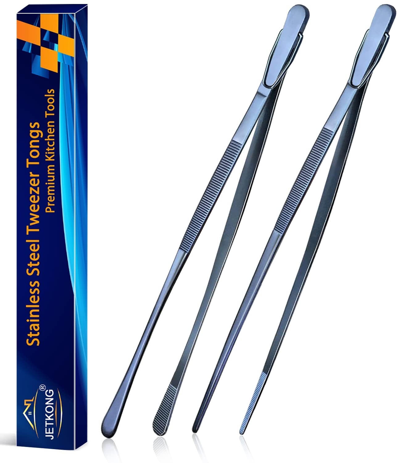 12 Inch Stainless Steel Cooking Tweezers   2 Pcs Kitchen Tongs for Plating, Navy0