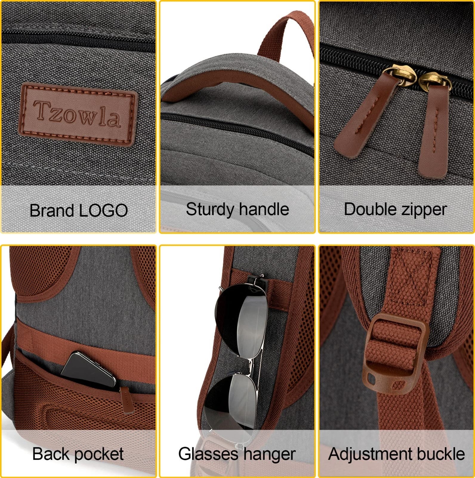 Stylish Canvas Laptop Backpack for Men & Women, Durable Travel Bag with Multiple5