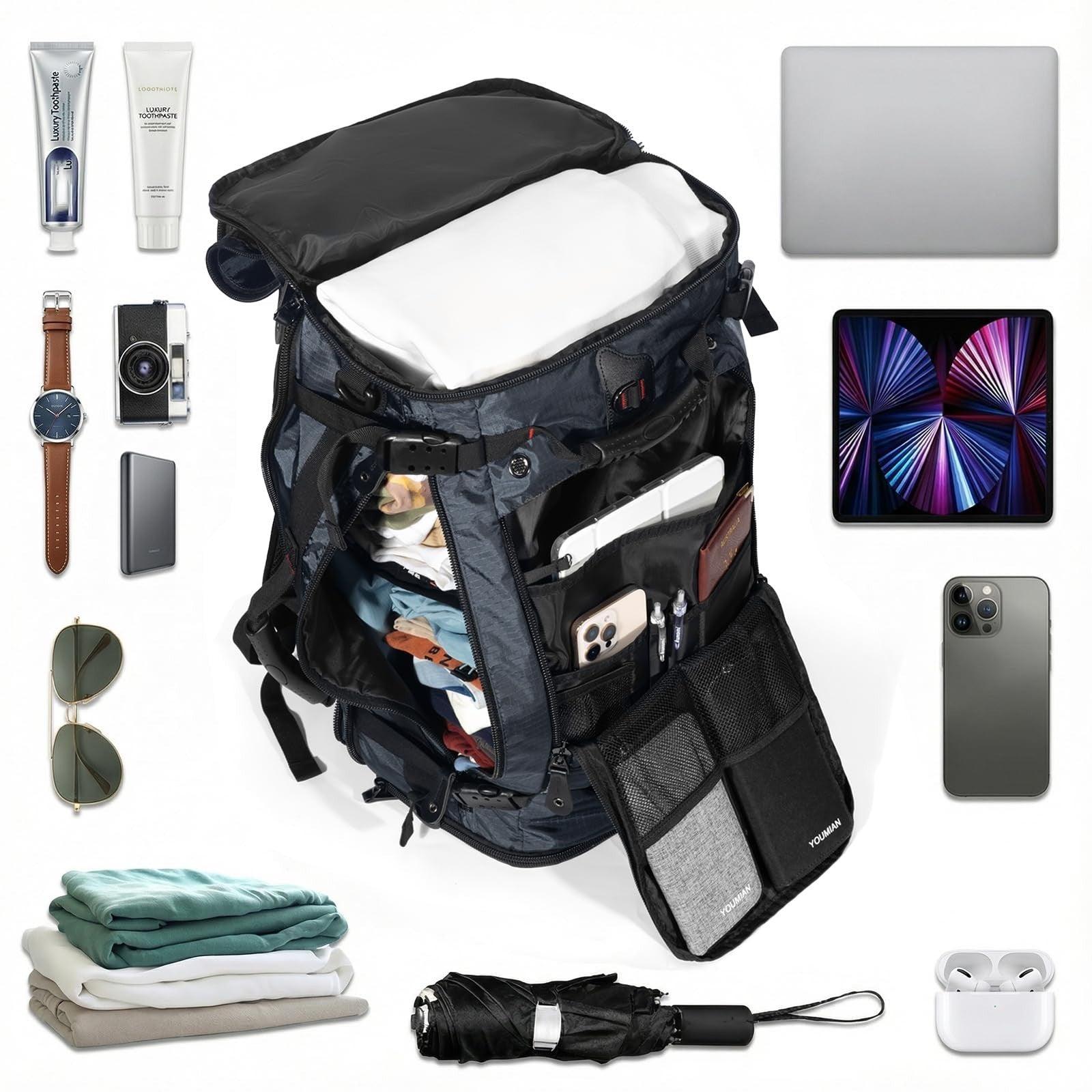 Large Capacity Travel Hiking Sports Backpack Duffle Bag 60L Convertible Laptop B4