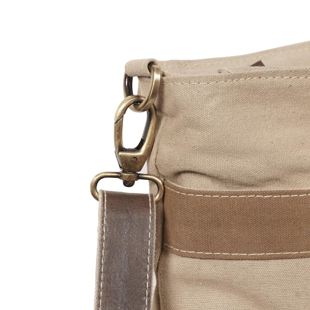 Upcycled Vintage Canvas & Leather Messenger Shoulder Bag   Stylish & Durable5