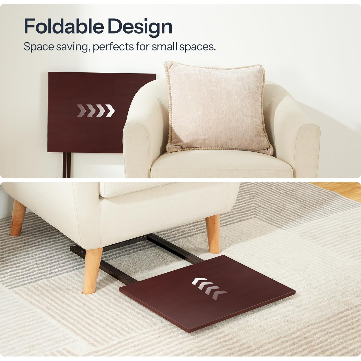 Set of 2 Folding Snack Tables for Small Spaces - Industrial Style, Easy Assembly14