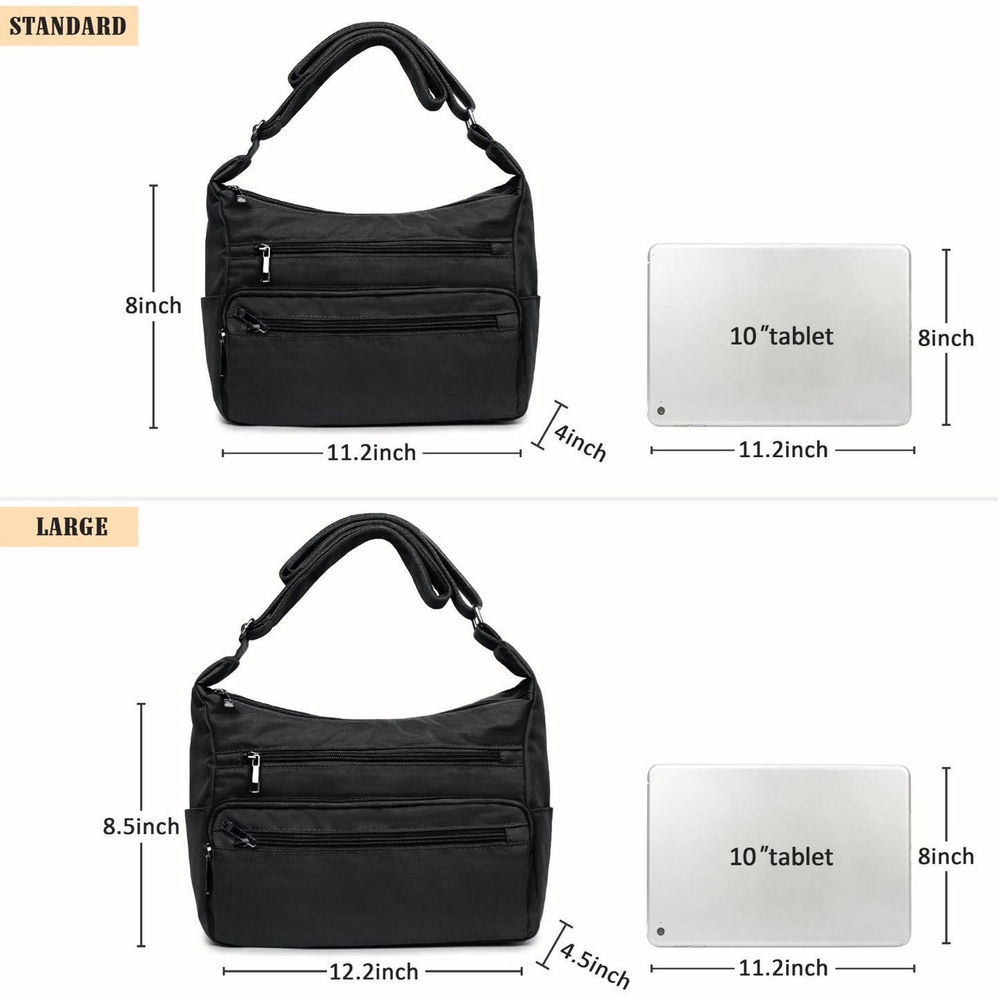 Multi Pocket Crossbody Bag for Women - RFID Fabric Nylon Travel Handbag3