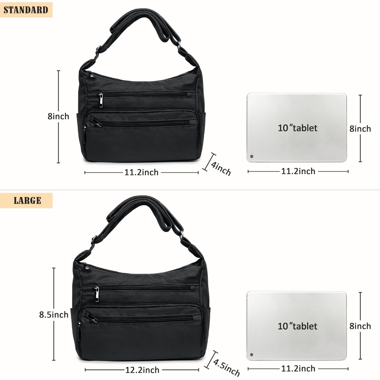 Multi Pocket Crossbody Bag for Women - RFID Fabric Nylon Travel Handbag3