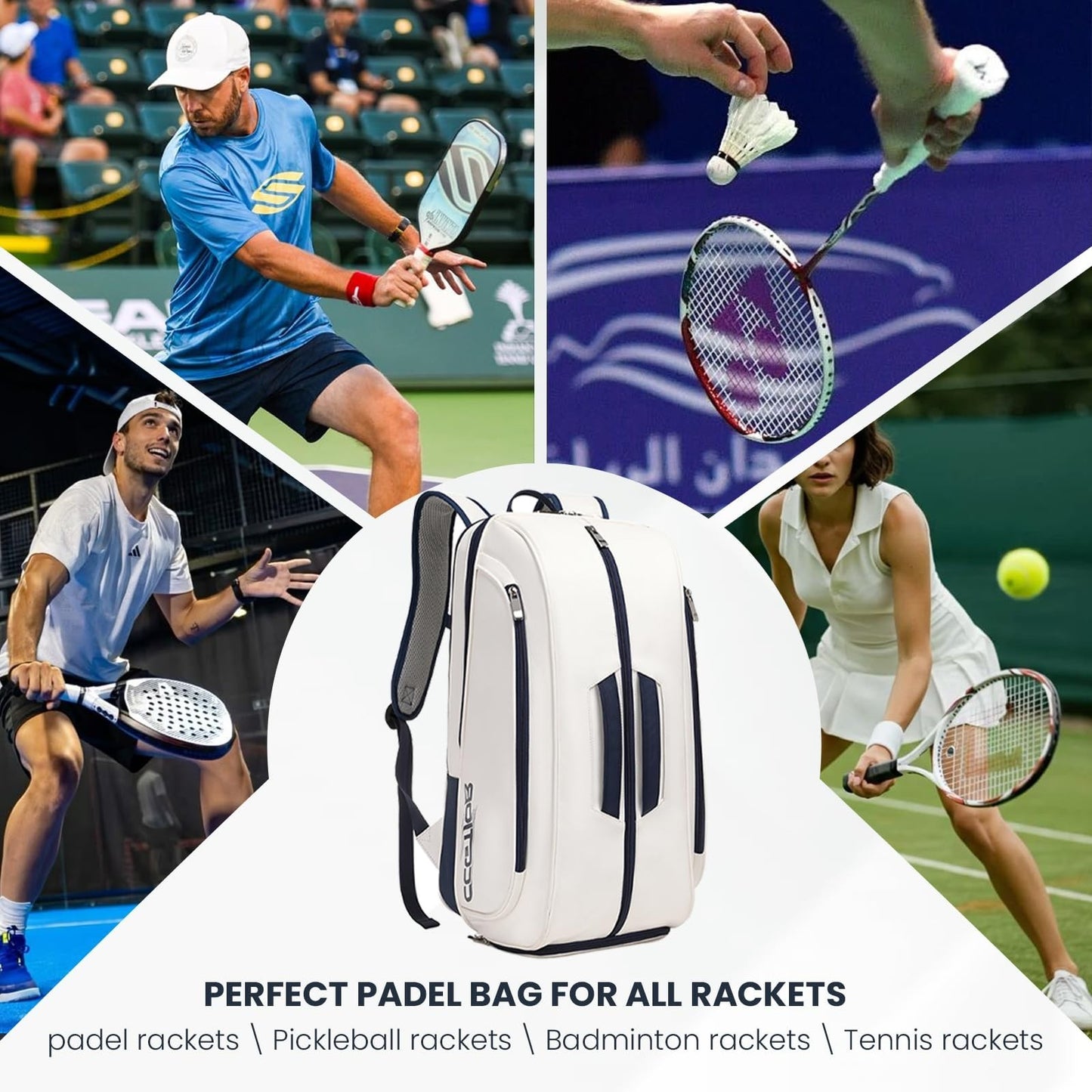 Multi-Compartment Tennis & Pickleball Backpack with Shoe Holder, Laptop Sleeve5