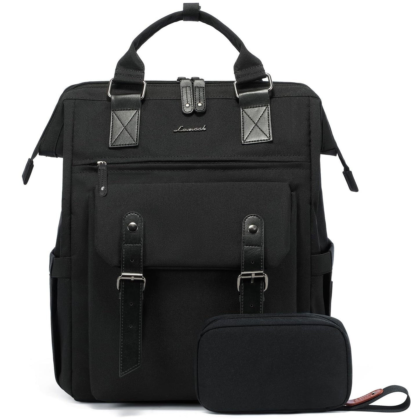 Stylish 15.6" Laptop Backpack for Women   College, Work, Travel, Nurse Bag, Blac1