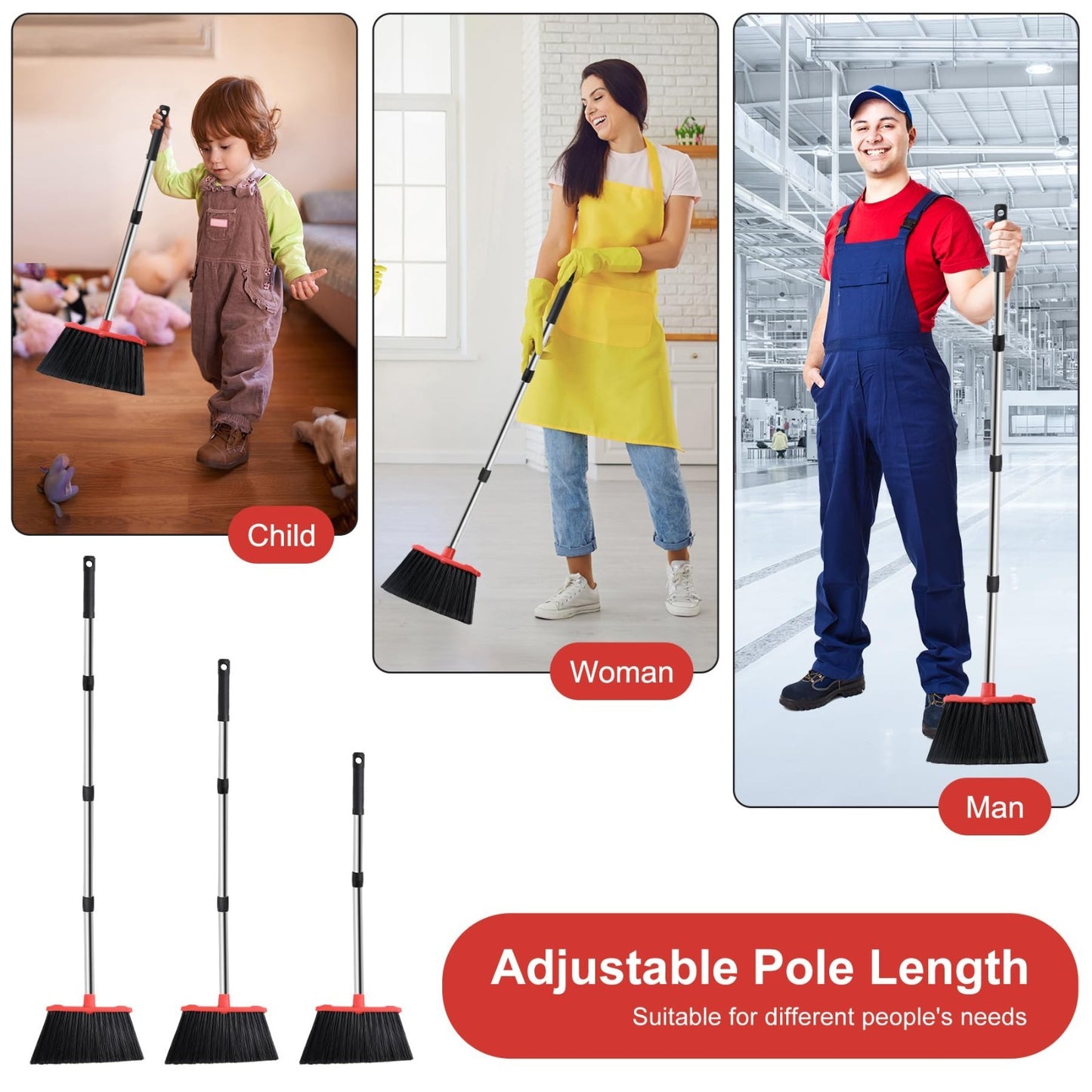 Heavy Duty Large Upright Broom & Dustpan Set, 51" Long Handle for Indoor/Outdoor4