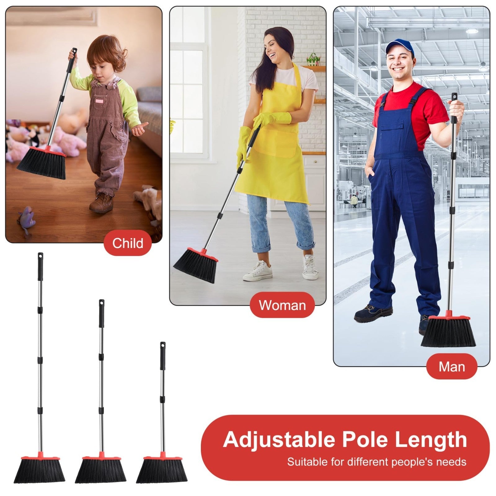 Heavy Duty Large Upright Broom & Dustpan Set, 51" Long Handle for Indoor/Outdoor4