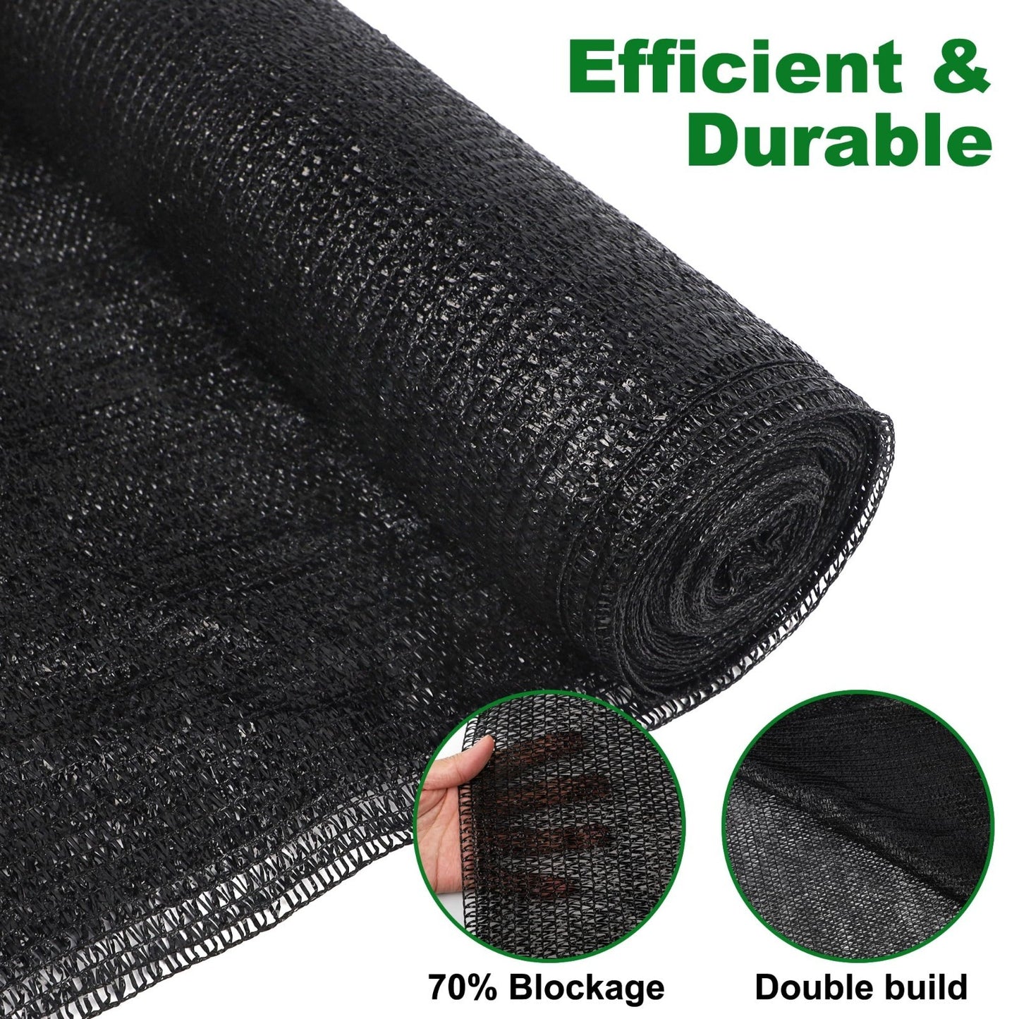 120x6 FT Outdoor Shade Cloth - 70% Black Mesh Tarp, UV Resistant Garden Cover fo7