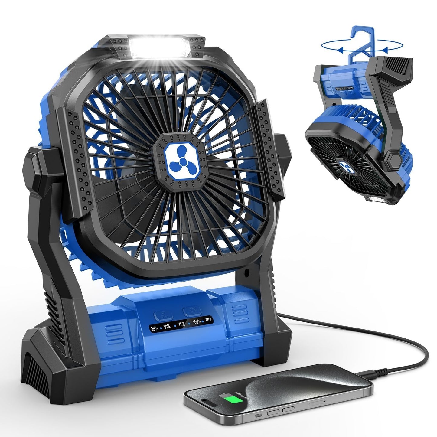 Rechargeable Portable Fan with LED Lantern   20000mAh Battery, Cordless for Trav1