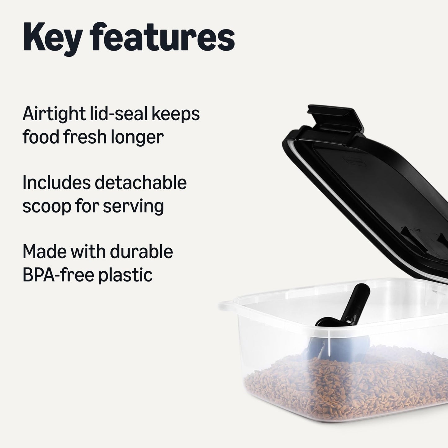 Pet Food Storage Container, BPA-Free, Detachable Scoop, Secure Seal, 10lbs Capac2