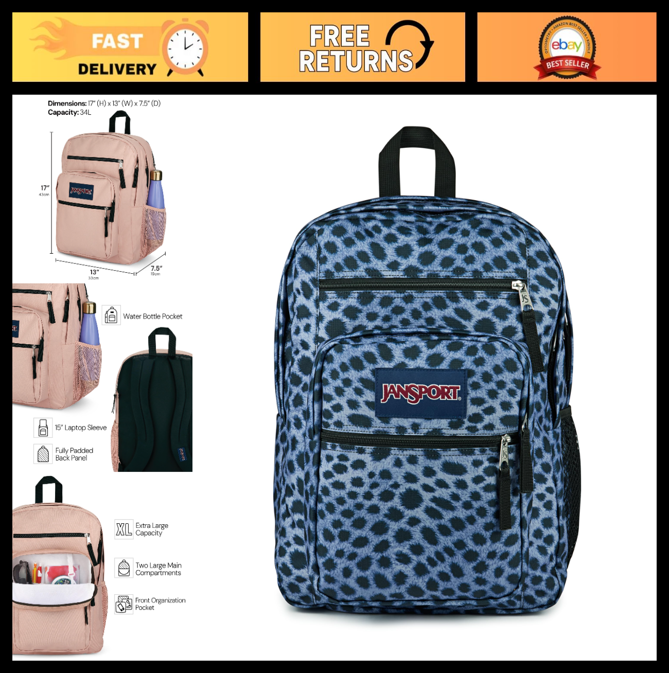 Laptop Backpack for 15" Laptop   Ergonomic, 2 Compartments, Haul Handle, Stylish0
