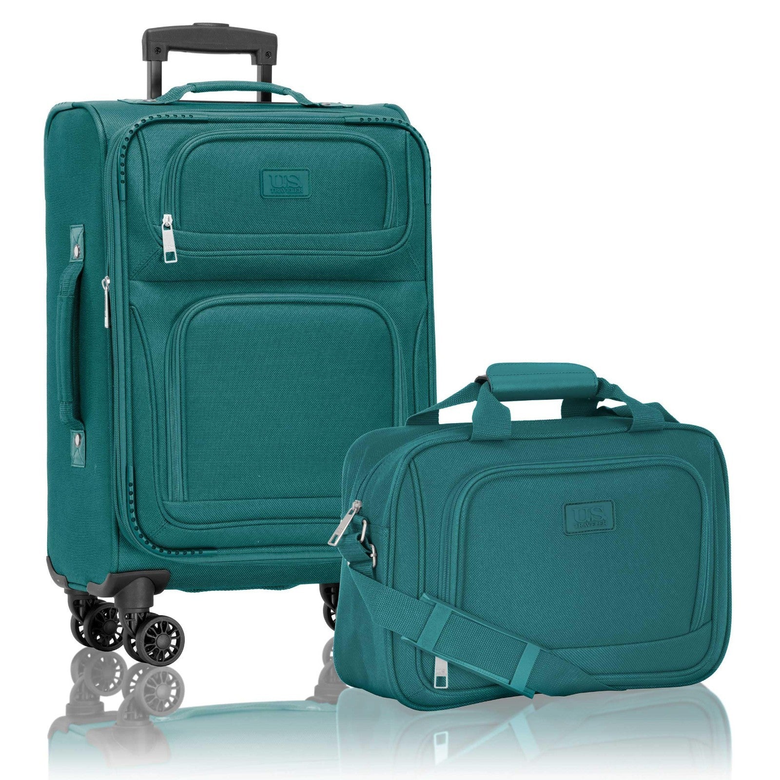 Lightweight Softside Rolling Carry-On Suitcase, 4-Wheel Travel Luggage, Teal1