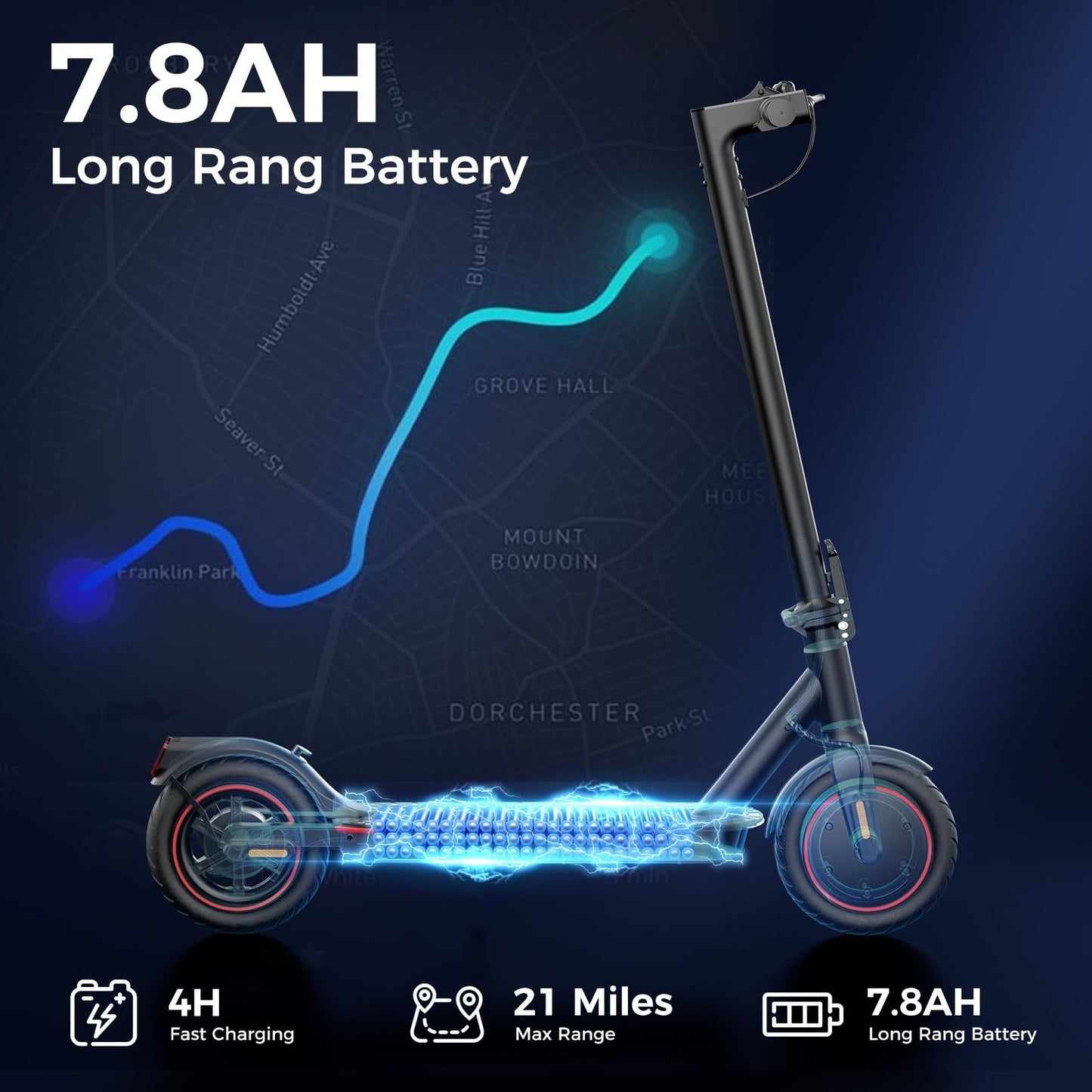 High-Power Electric Scooter for Adults & Teens, 1200W/1000W/500W Motor, 10''/8.53