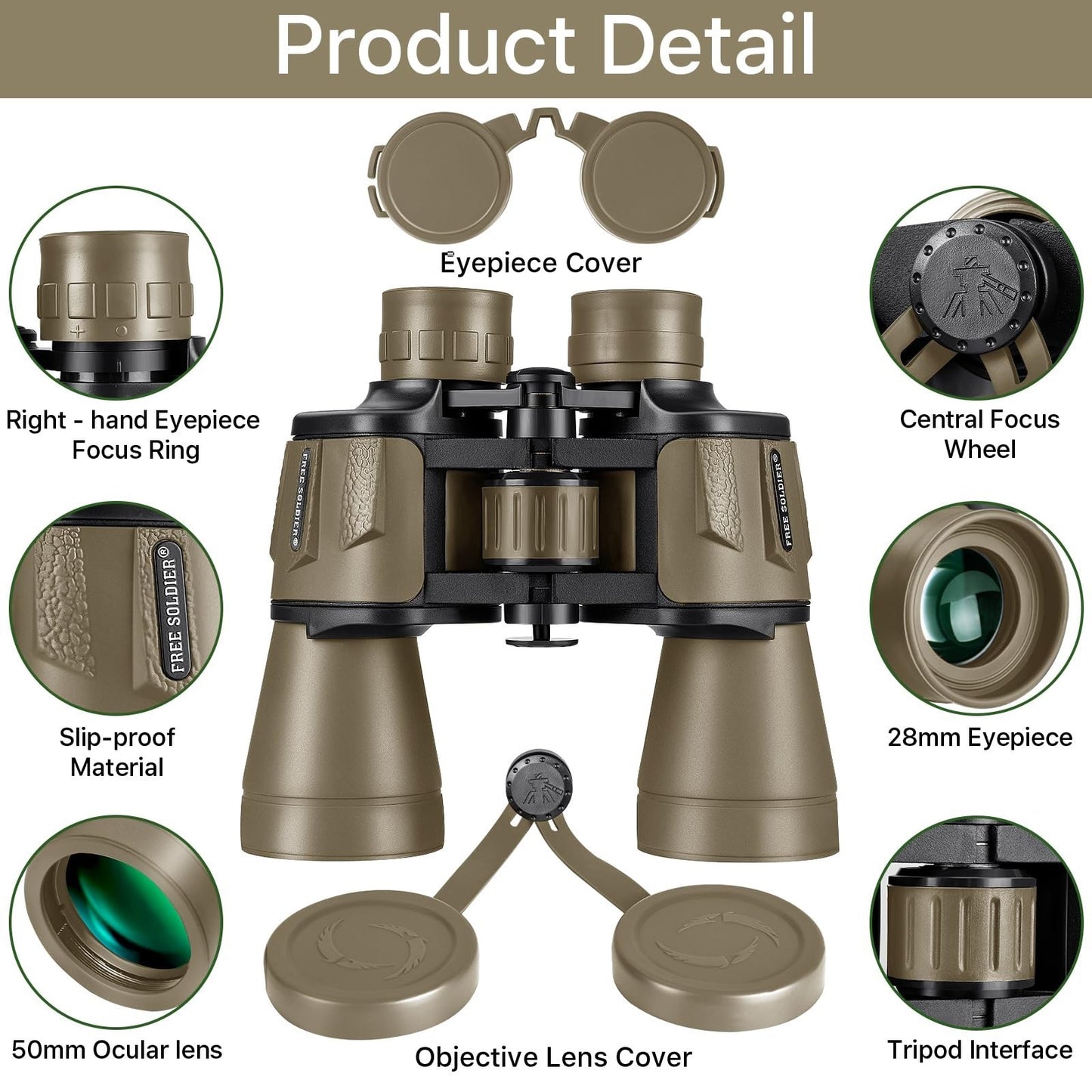 High Powered 20x50 Binoculars for Bird Watching, Hunting, Hiking, Travel   BAK48