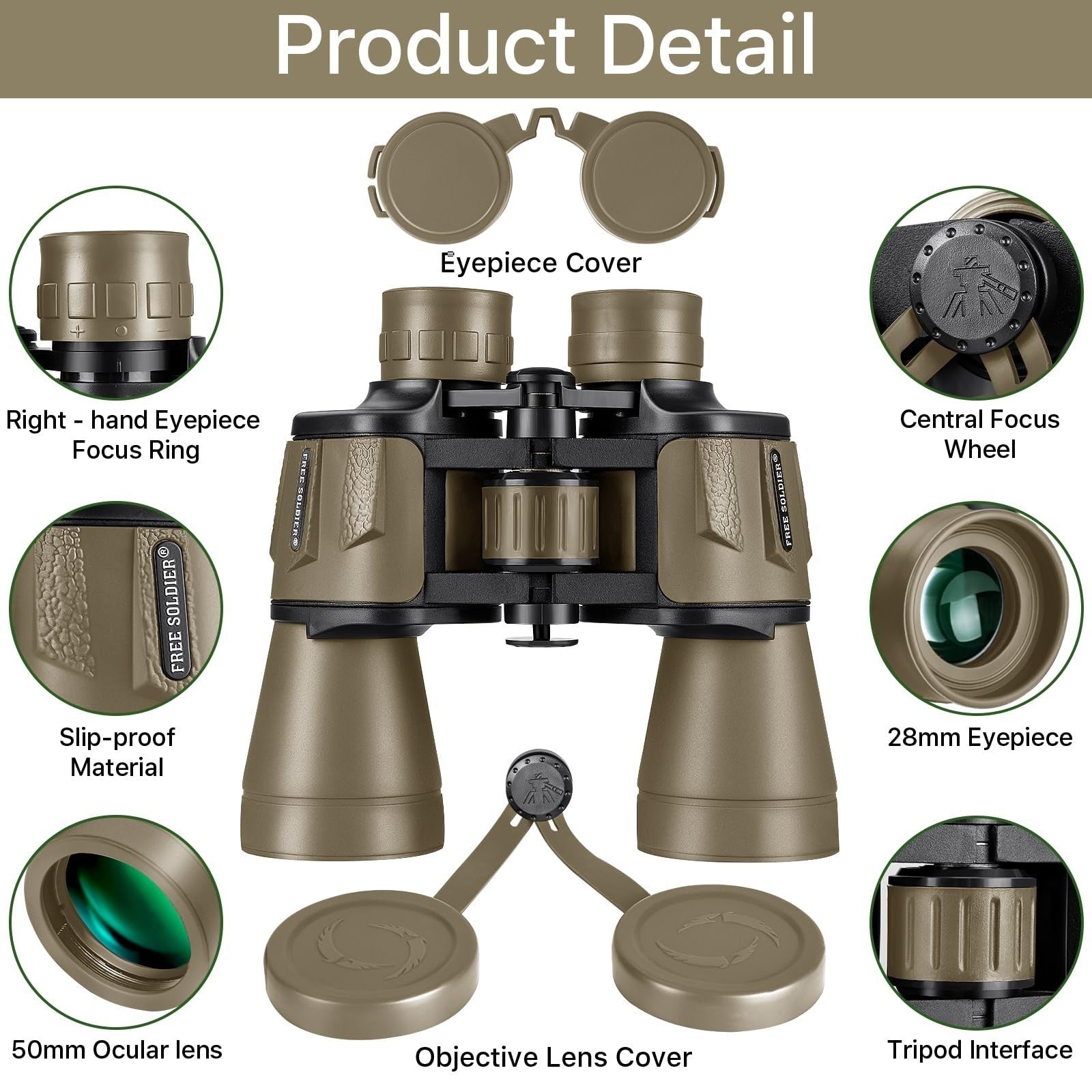 High Powered 20x50 Binoculars for Bird Watching, Hunting, Hiking, Travel   BAK48