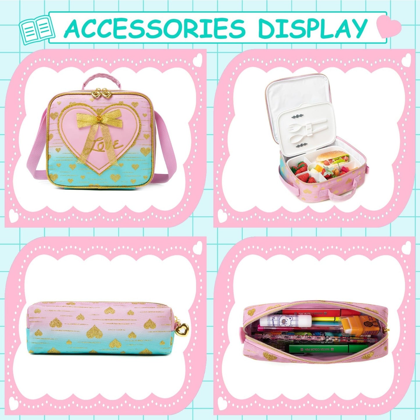 Rolling Kids Backpack with Wheels & Lunch Box   Travel Suitcase for Girls 6 84