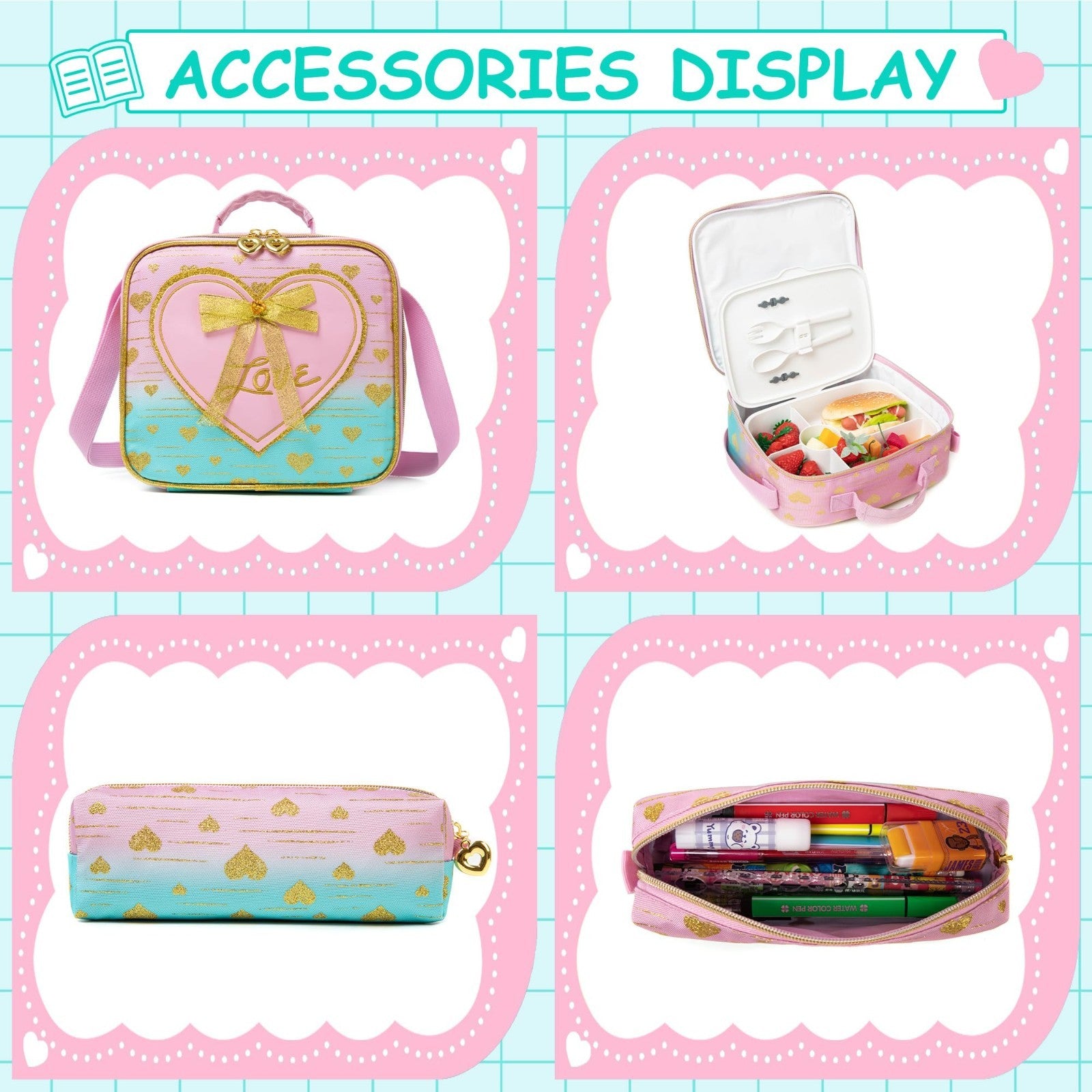 Rolling Kids Backpack with Wheels & Lunch Box   Travel Suitcase for Girls 6 84