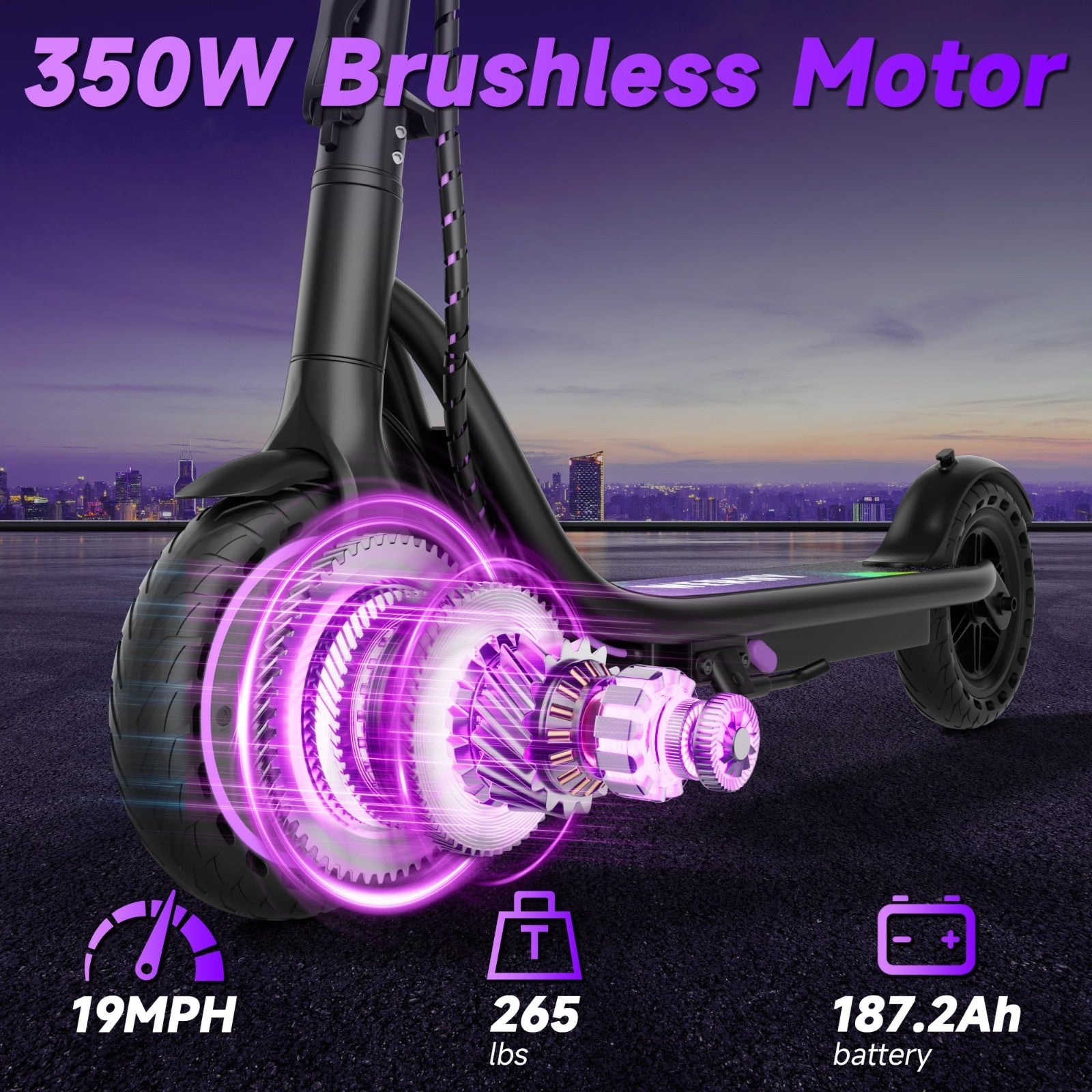 Powerful Electric Scooter 500W Motor, 19MPH Speed, 16-27 Miles Range, Folding E-3