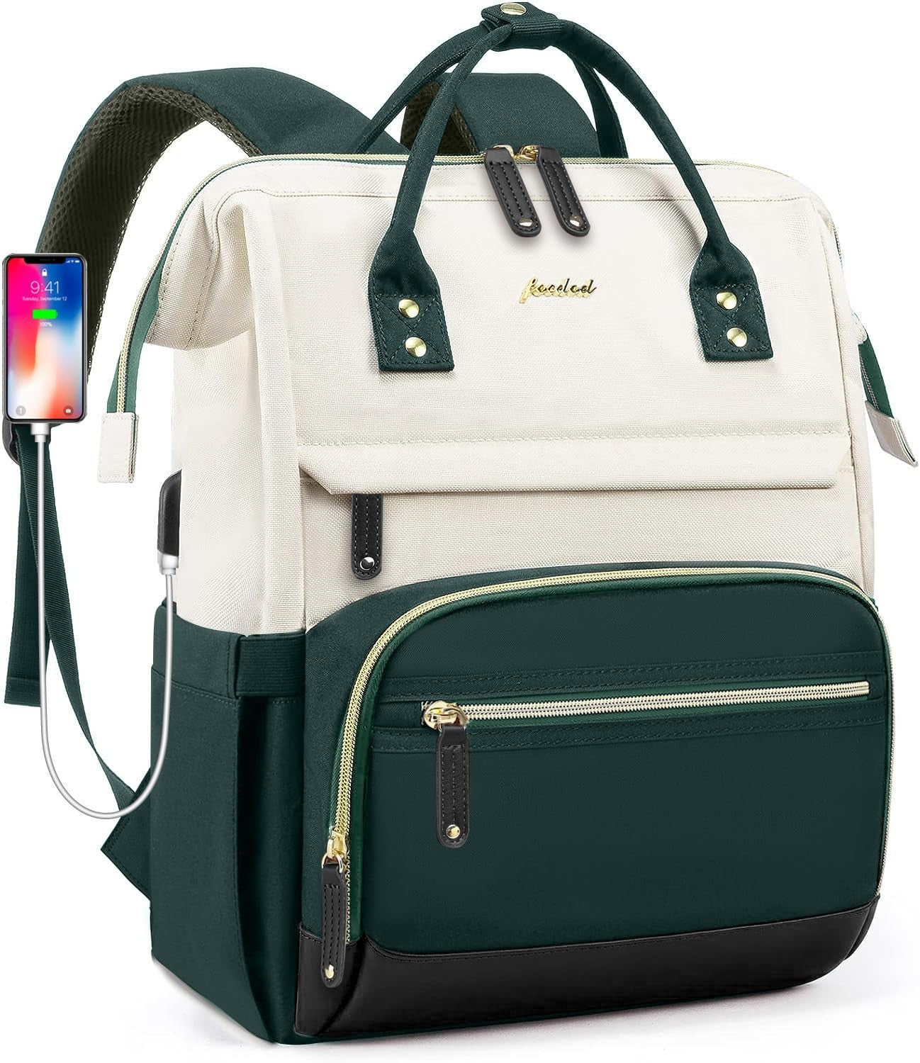 15.6" Laptop Backpack for Women   USB Charging, Large Travel Work Bag, Casual Da1