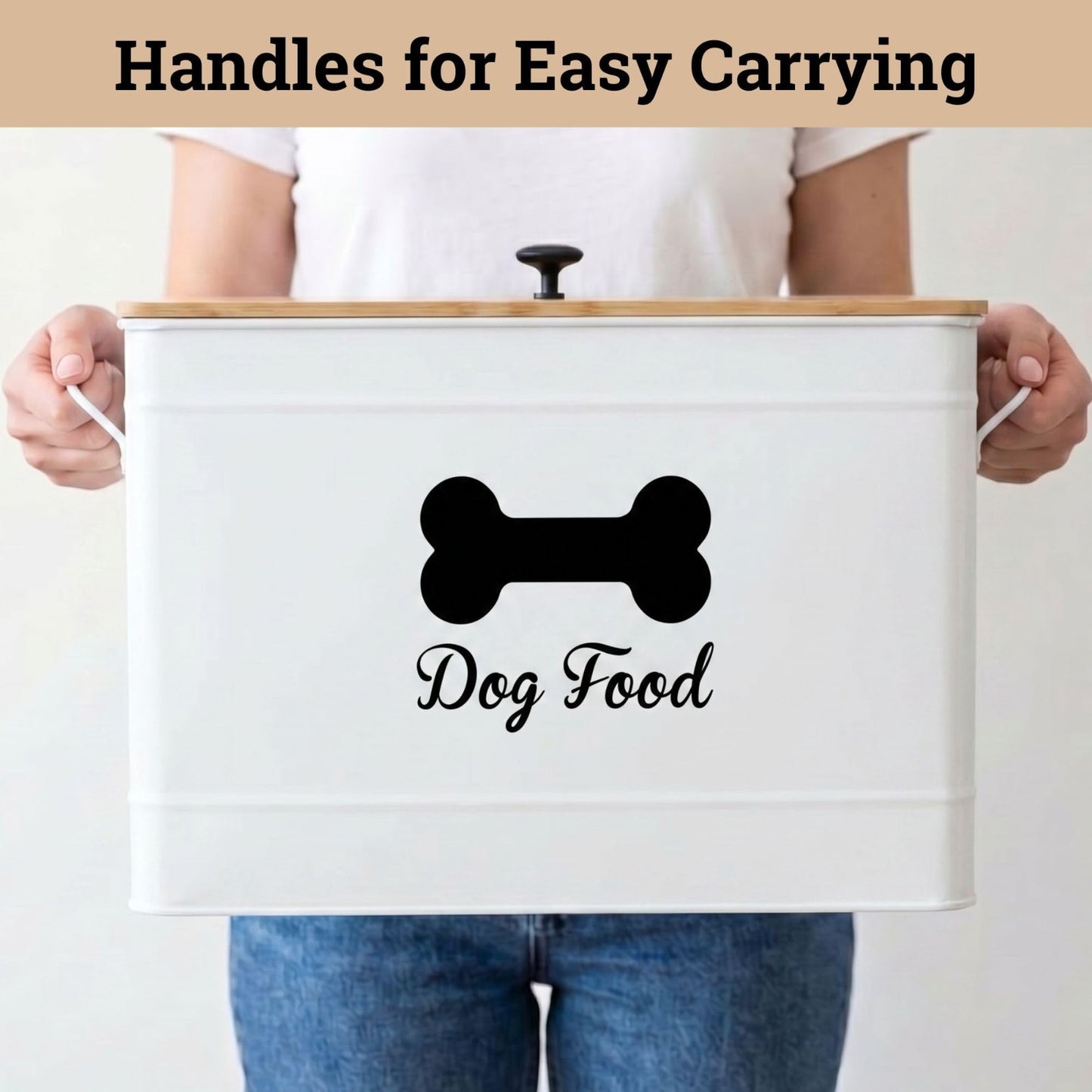 Airtight Metal Dog Food Container 15 20 lbs, 70 Cup Capacity, Bamboo Lid6