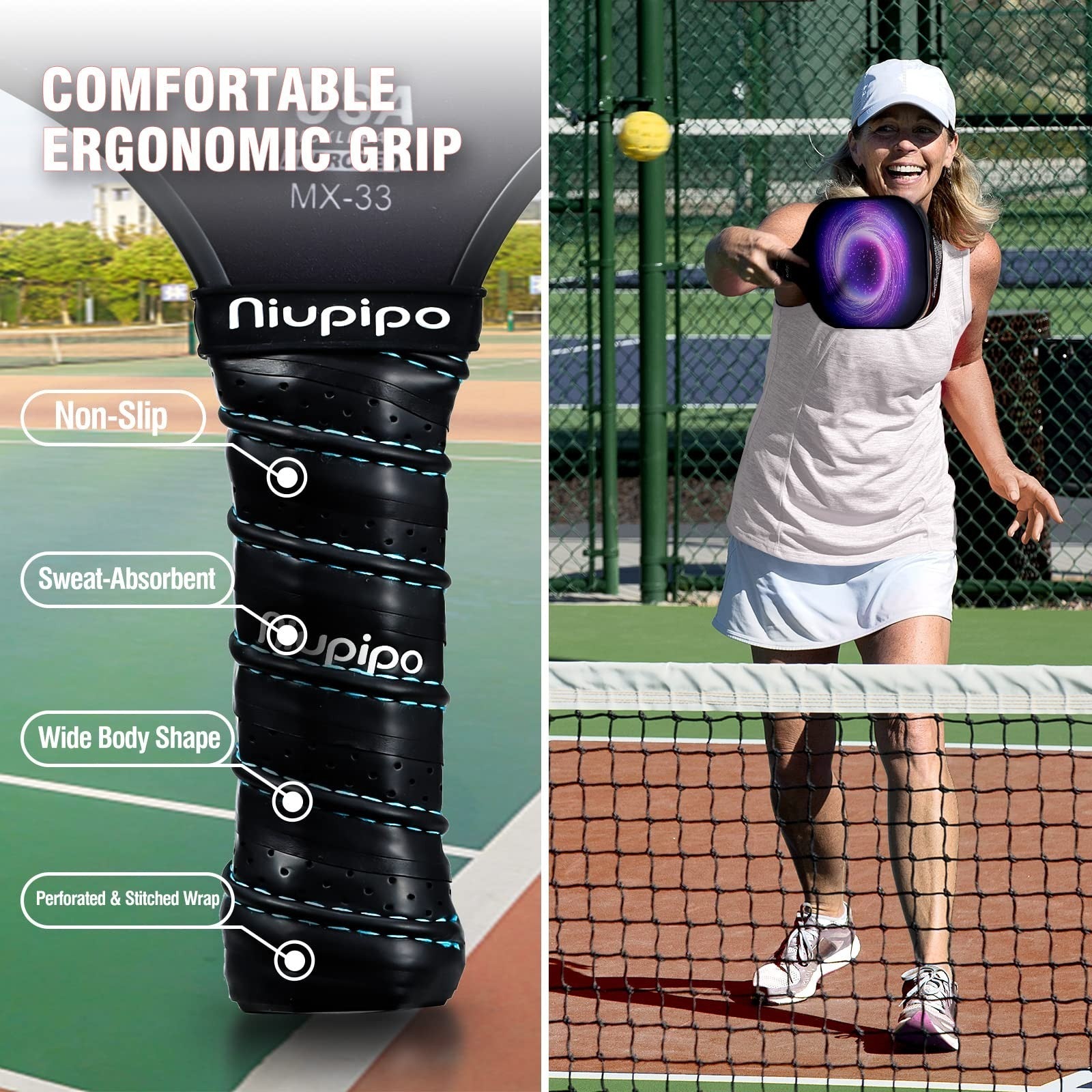 Pickleball Paddle Set of 2 or 4 - USAPA Approved, Fiberglass, Lightweight, Inclu3