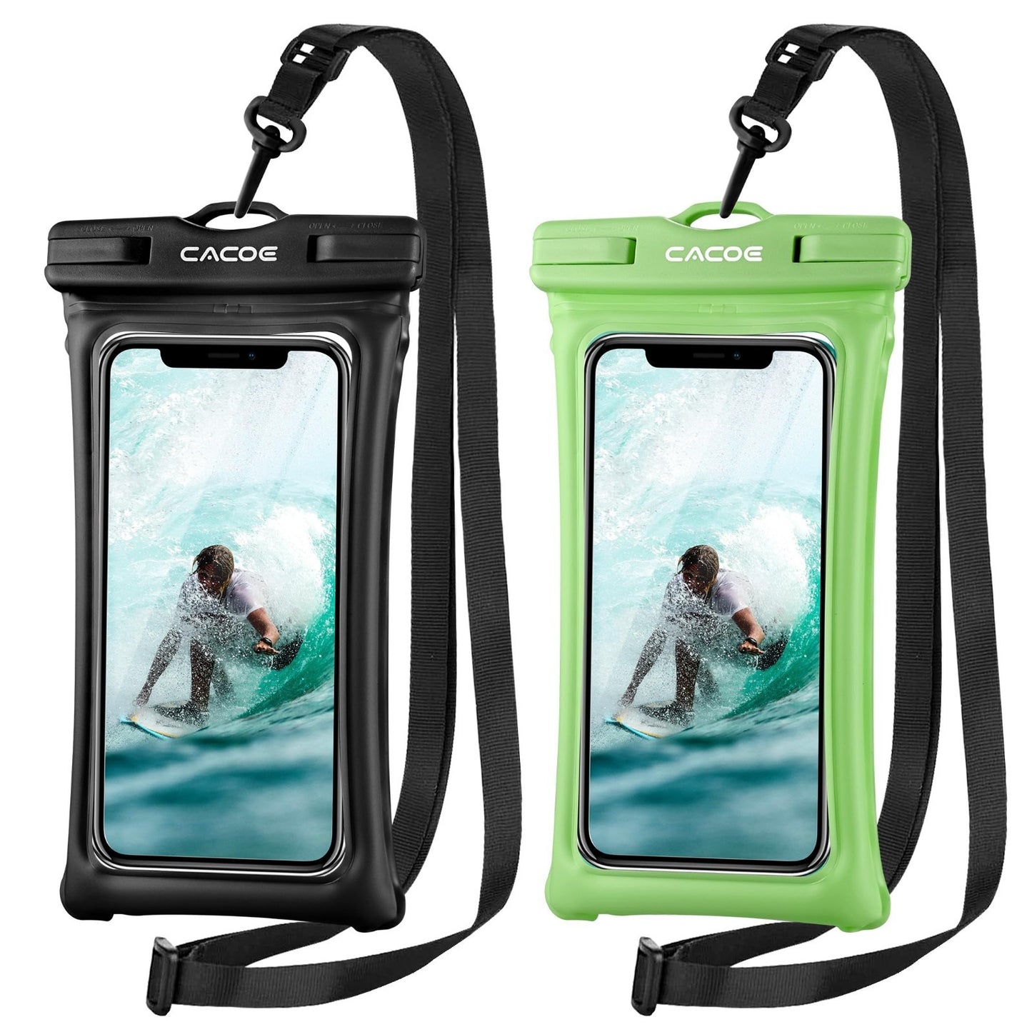 Waterproof Phone Pouch 2 Pack   Floatable IPX8 Case for 7" Phones, Lanyard, Dry10