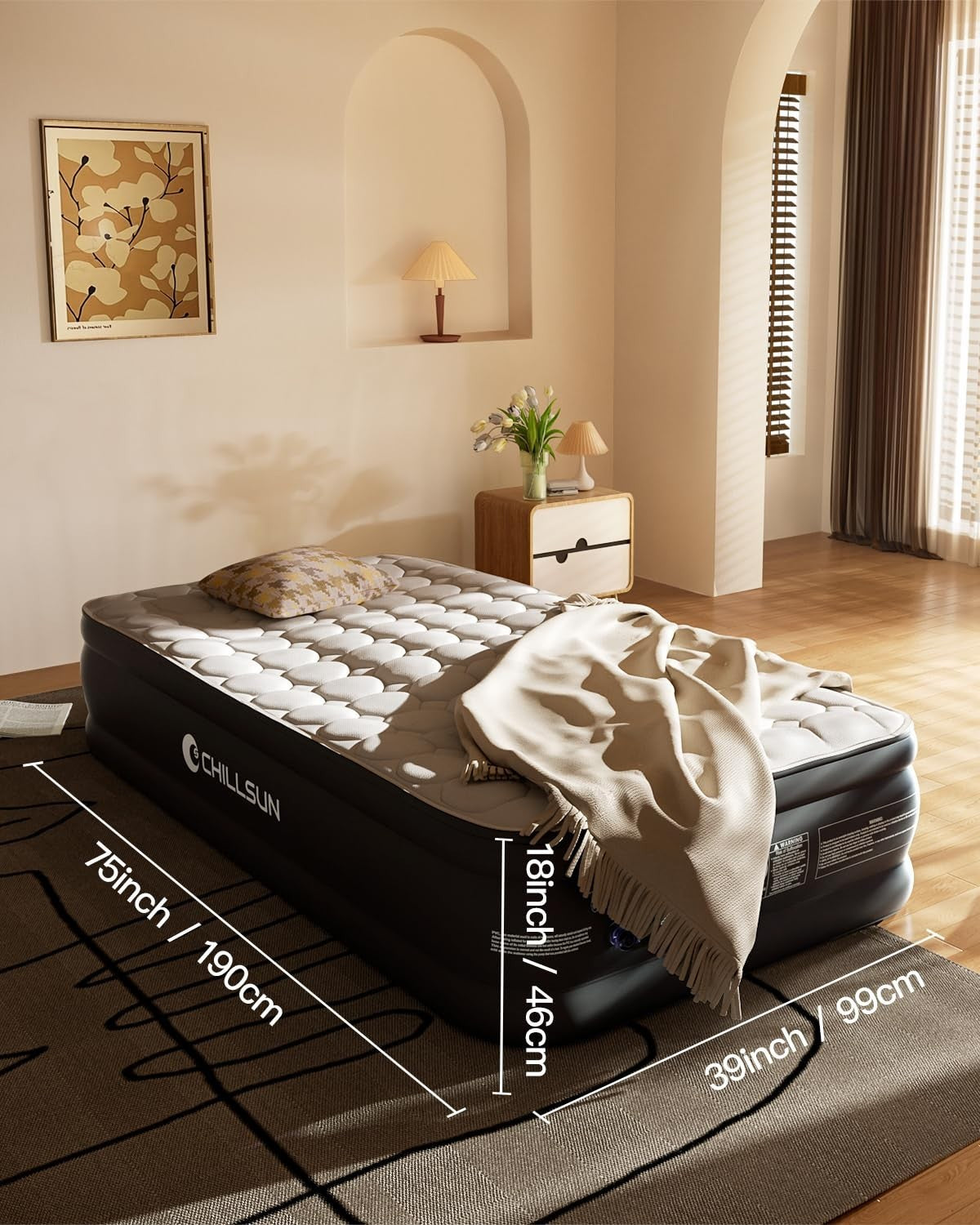 18" Raised Twin Air Mattress with Built in Pump   Durable Inflatable Bed for Gue2