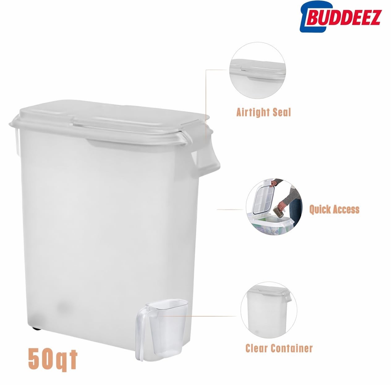 Airtight Rolling Pet Food Storage Container 50 Quart with Scoop   Dog Cat Food B4
