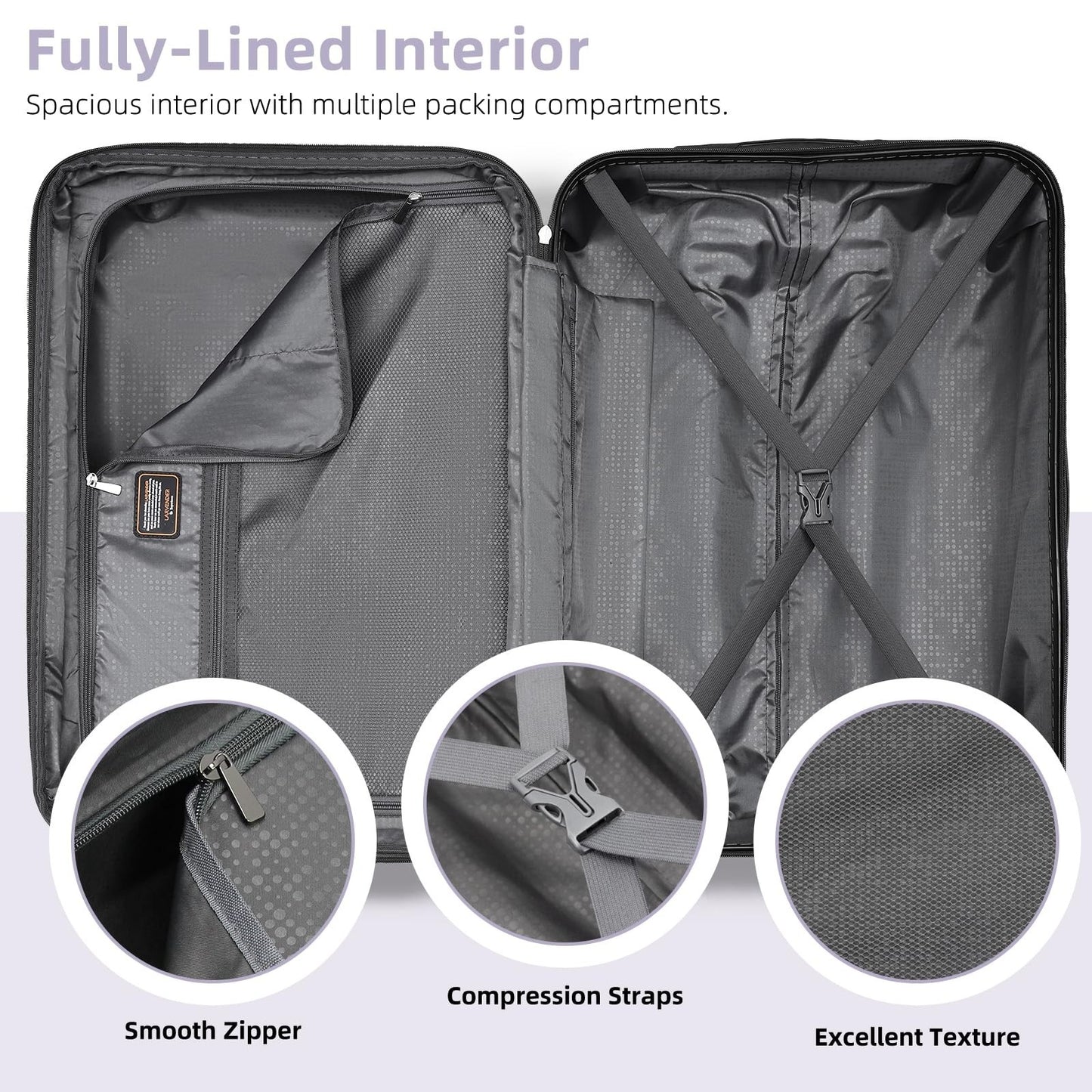 6-Piece Expandable Luggage Set, Hardside Suitcases with 360° Spinner Wheels, TSA7