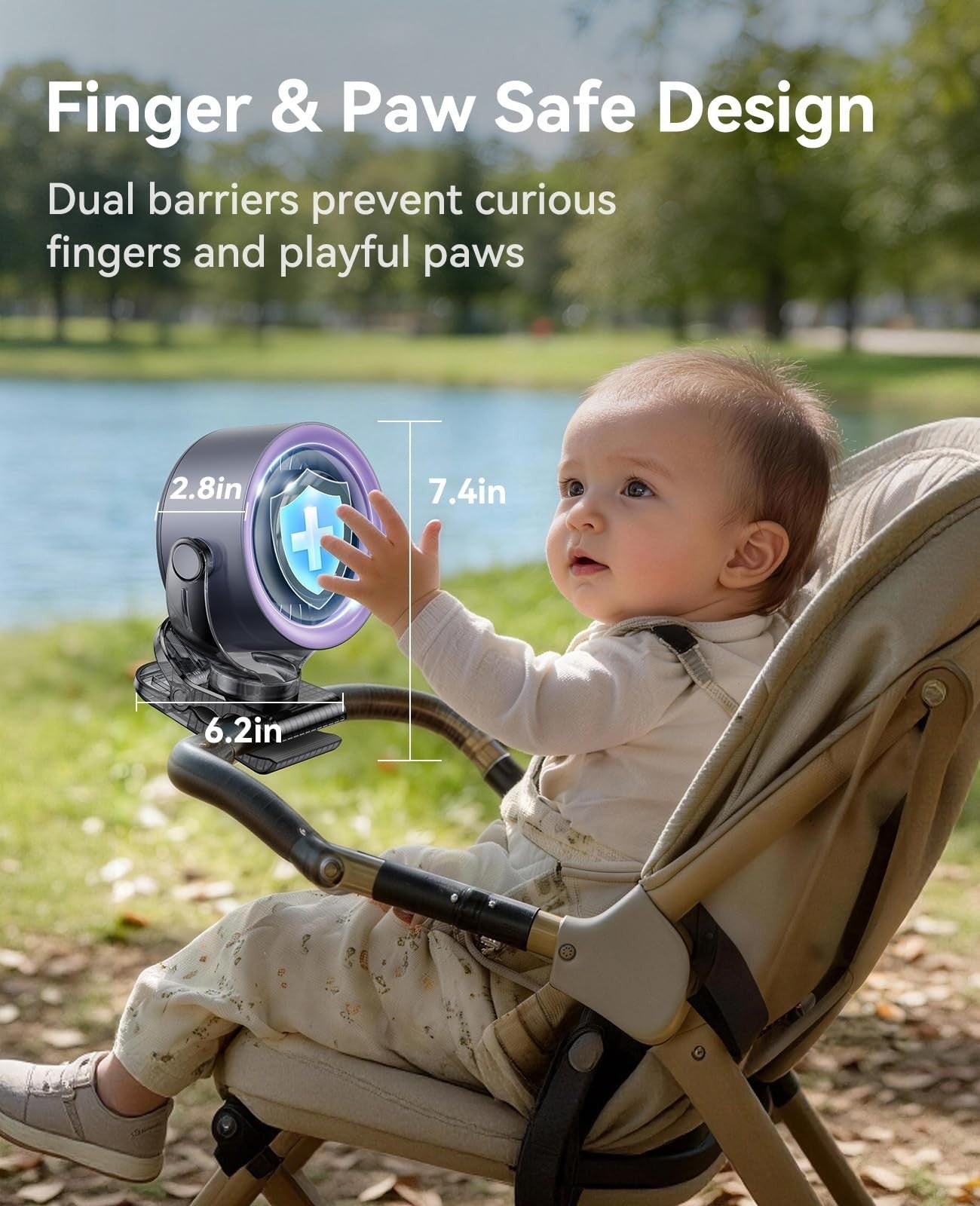 4000mAh Portable Clip On Fan, 100 Speed Touch Control, 360° Rotate, USB Battery7