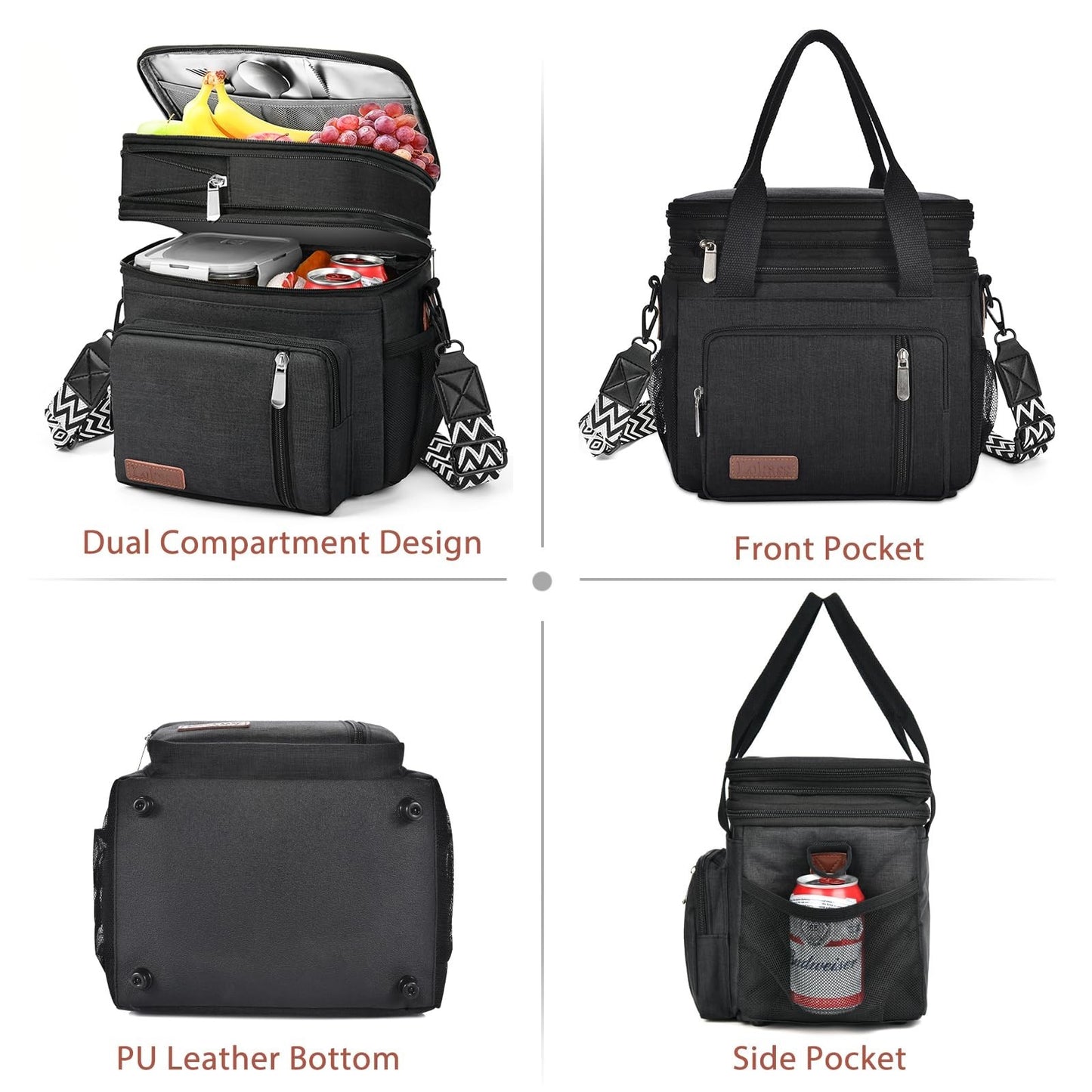 Optimized eBay Title:  "Large Insulated Lunch Bag & Box - Double Deck, Leakproo6