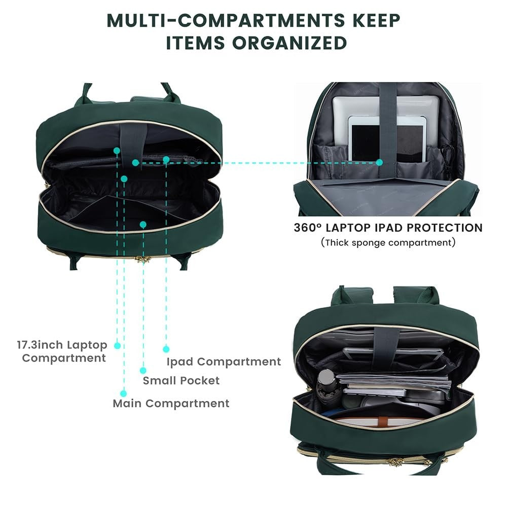 Stylish Water Resistant Laptop Backpack for Women, USB Charging, Travel Work Bag6