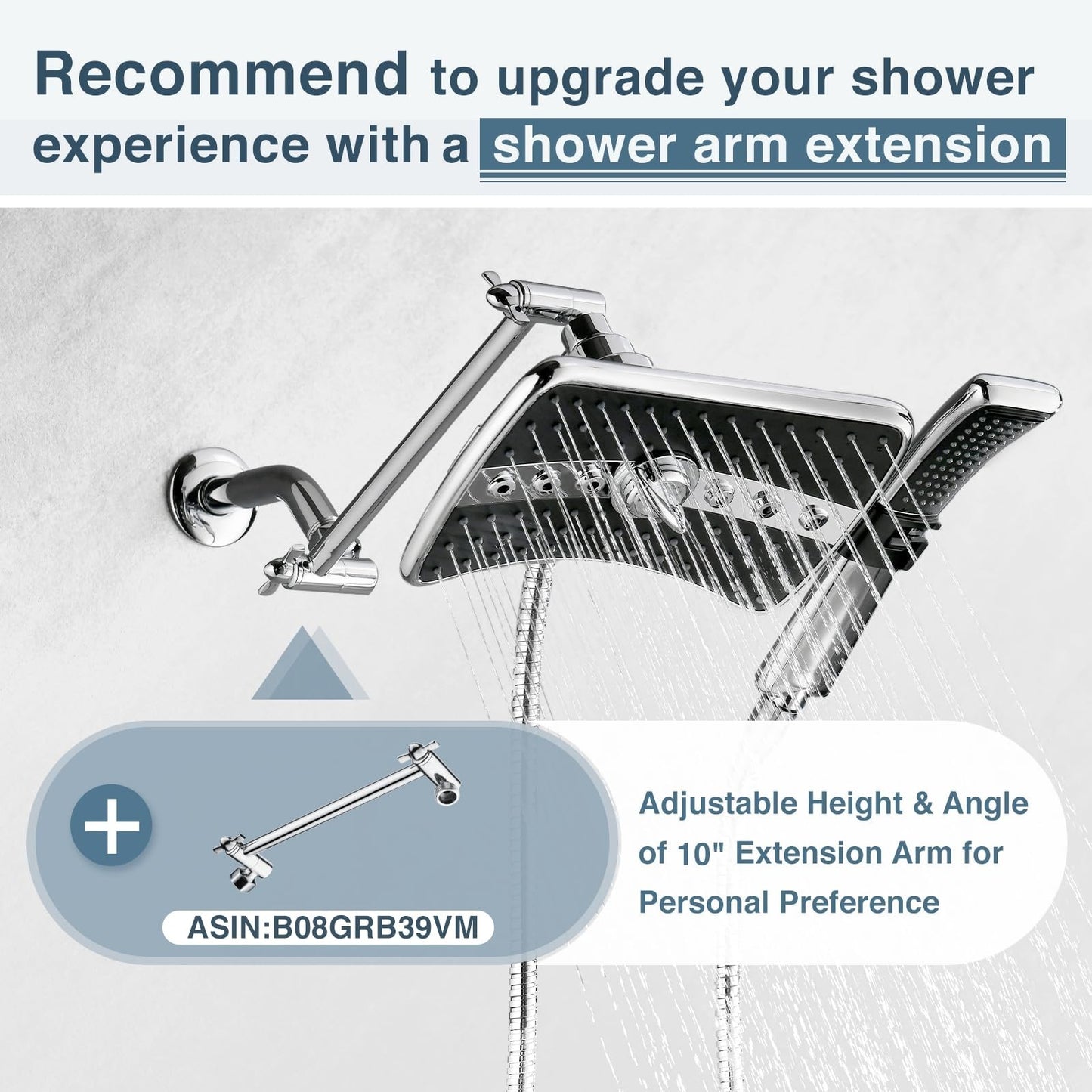 High Pressure Dual Shower Head Combo, Handheld & Rainfall Showerhead, 60" Hose8