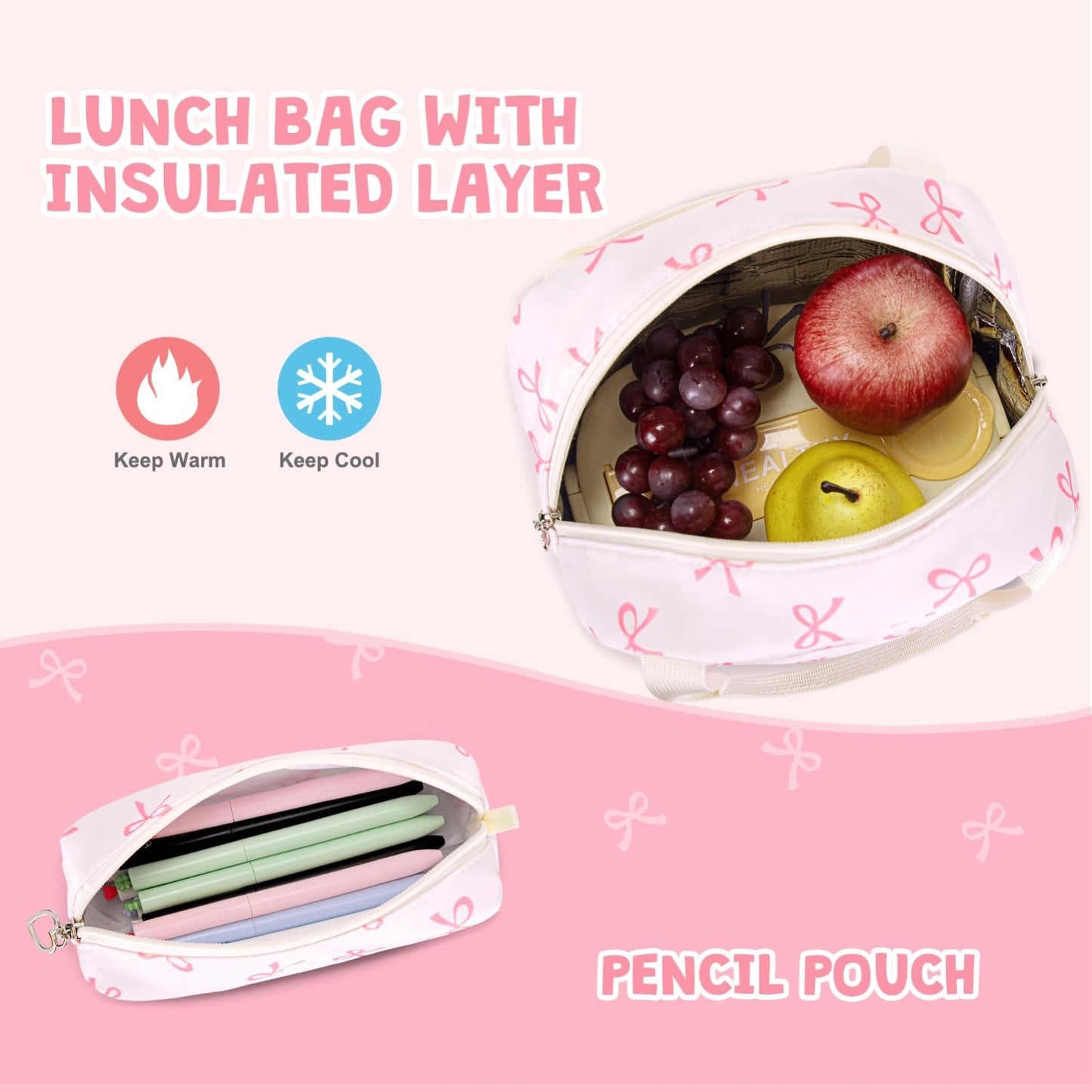 Stylish Girls Backpack Set with Tote, Crossbody Bag, Lunch Bag & Pencil Pouch  6