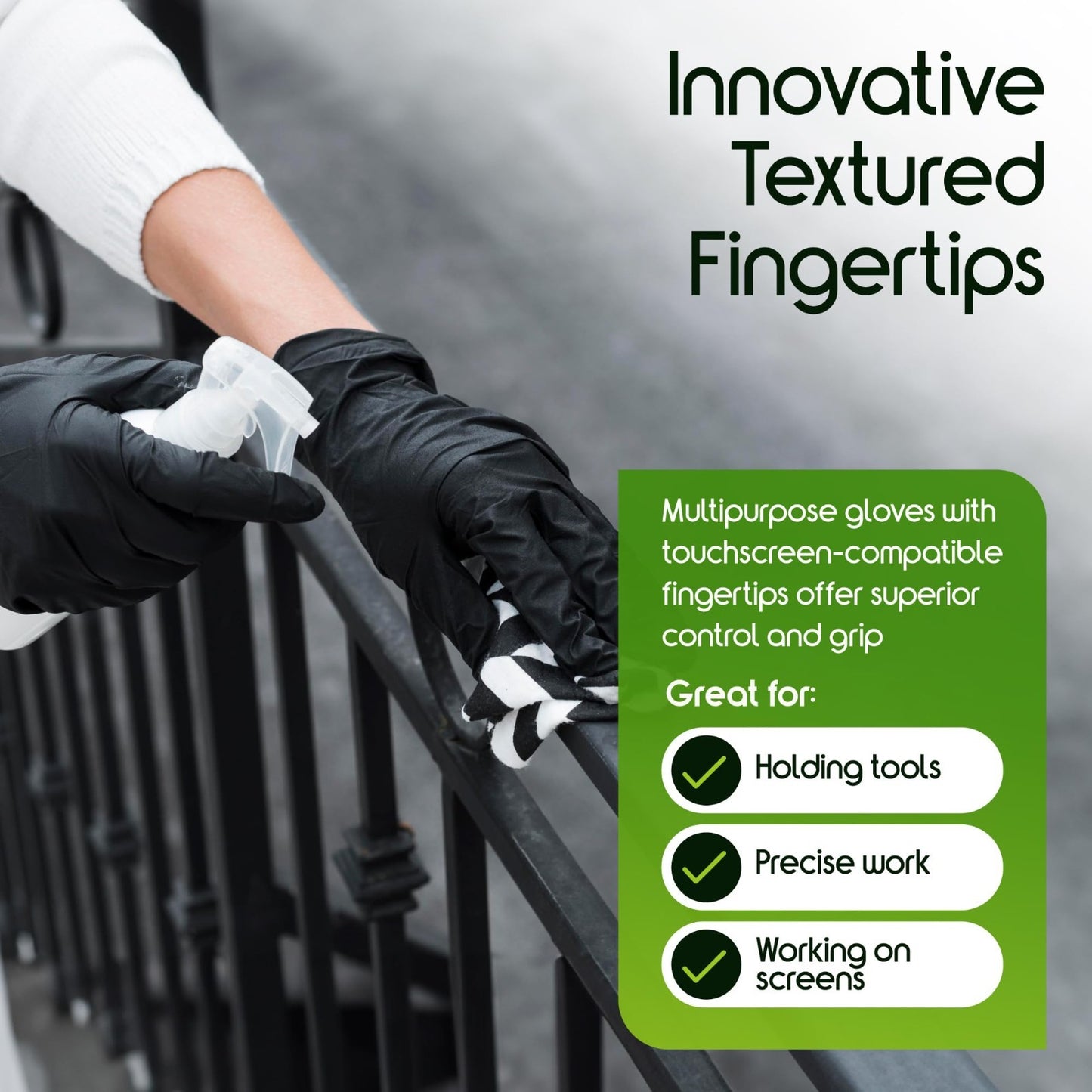 Heavy Duty 6 Mil Black Nitrile Gloves   Chemical Resistant, Disposable, Medical,7