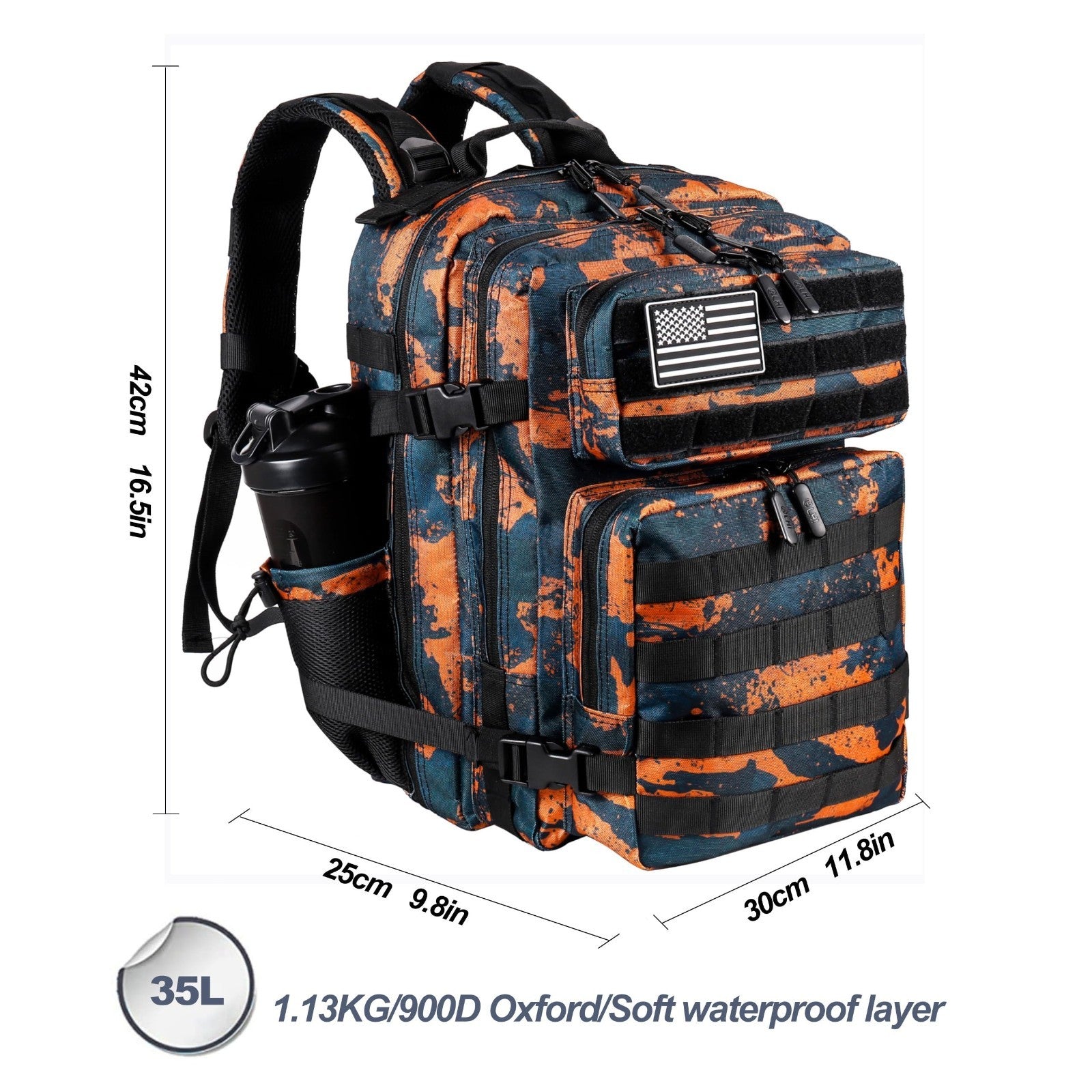 Tactical Military Backpack 25L/35L Army Assault Pack Rucksack with Water Bottle2