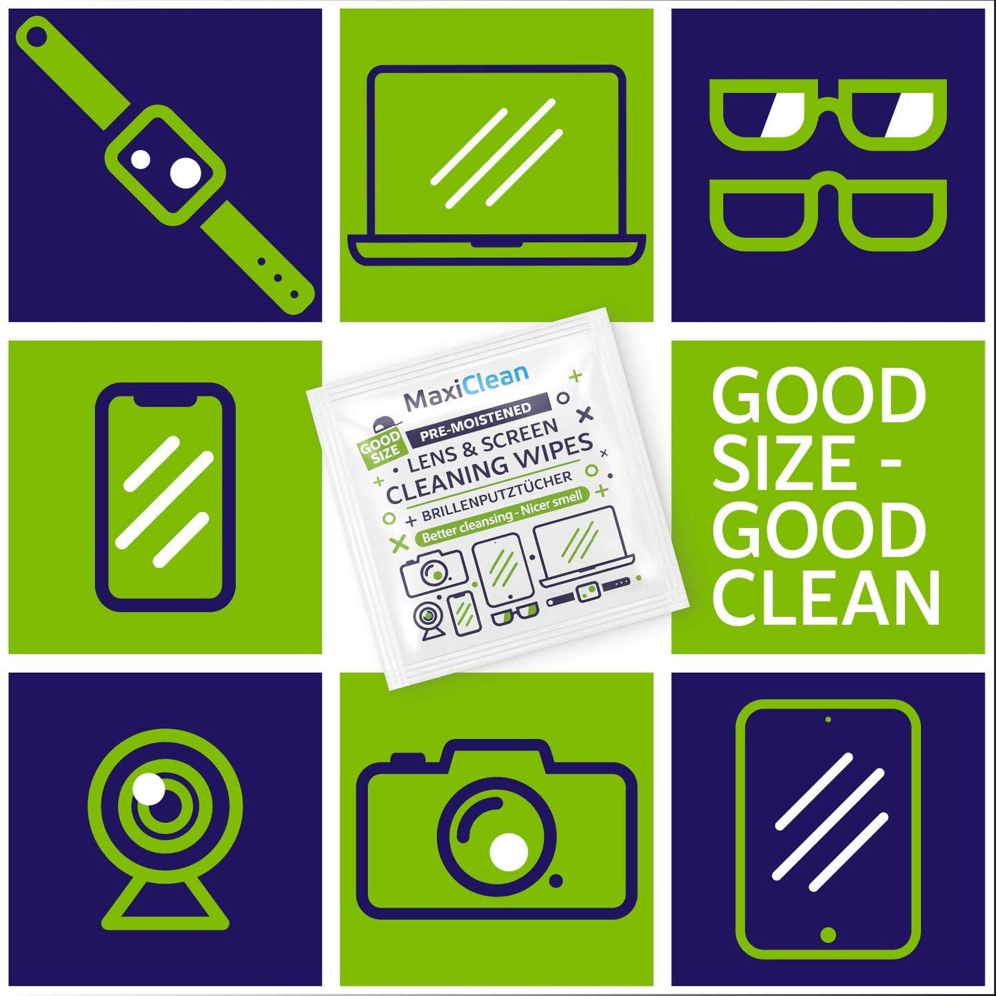 Pre-Moistened Lens Wipes 440 Pack - Streak-Free Glasses & Screen Cleaner, Bulk I6