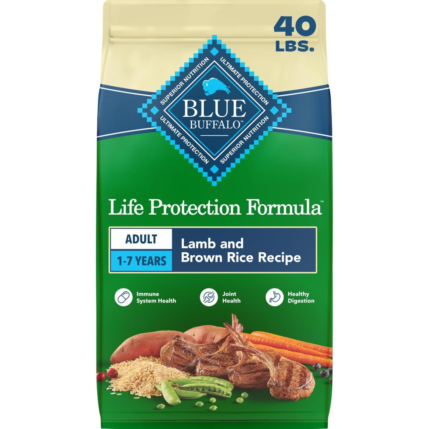 Premium Lamb Adult Dry Dog Food, 40 lb   Life Protection Formula, Grain Free, He1