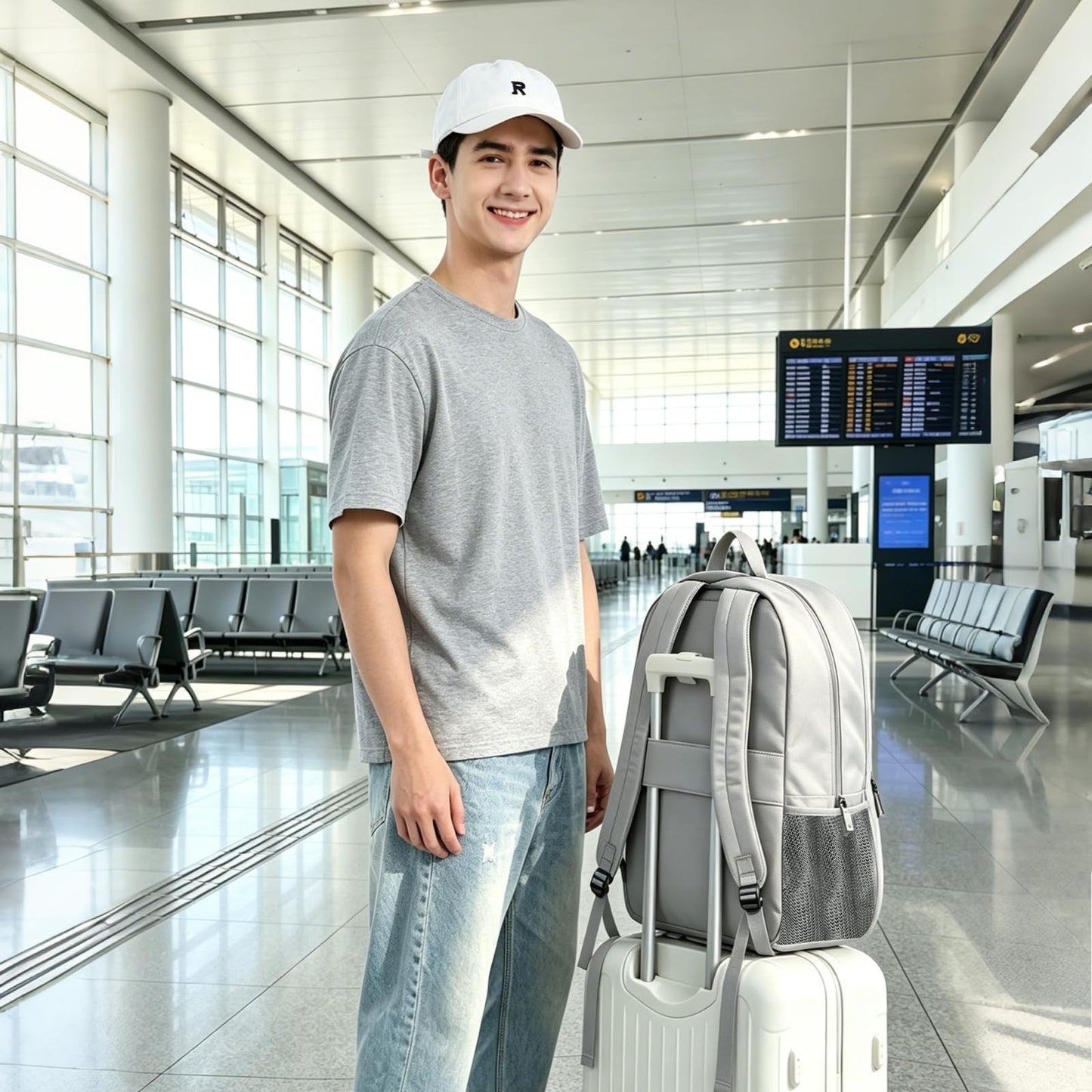Water Resistant Large Travel Backpack for College, School, Men & Women   Grey7