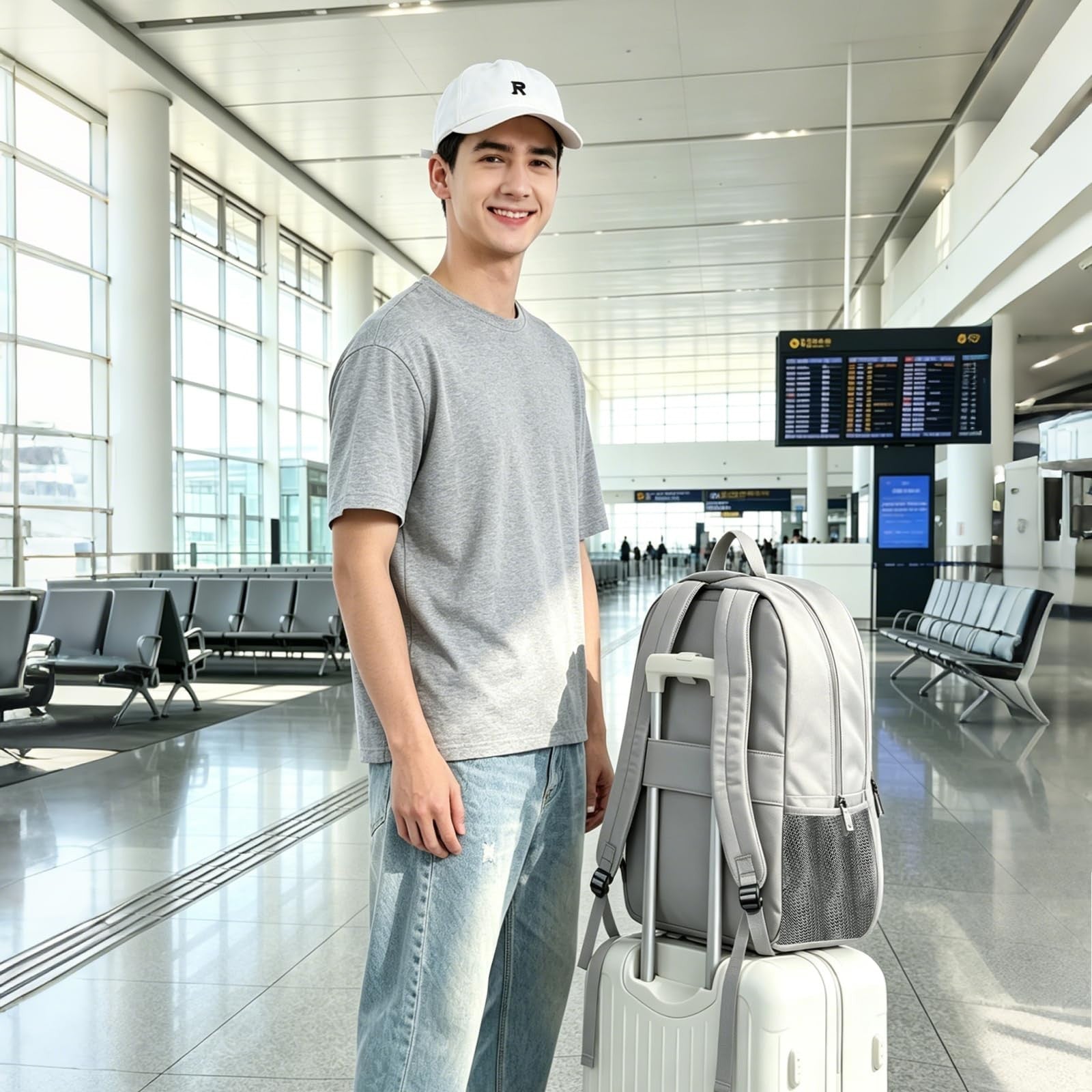 Water Resistant Large Travel Backpack for College, School, Men & Women   Grey7